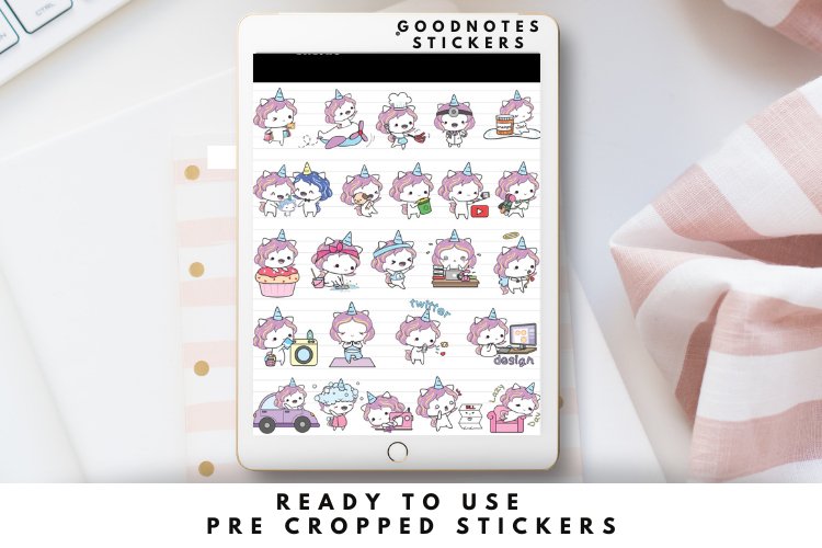Unicorn Sparkly Digital Planner Stickers GoodNotes 2