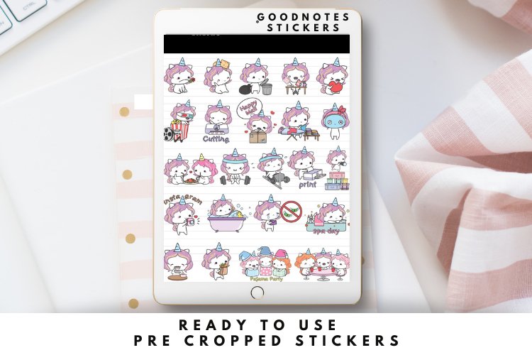 Unicorn Sparkly Digital Planner Stickers GoodNotes 3