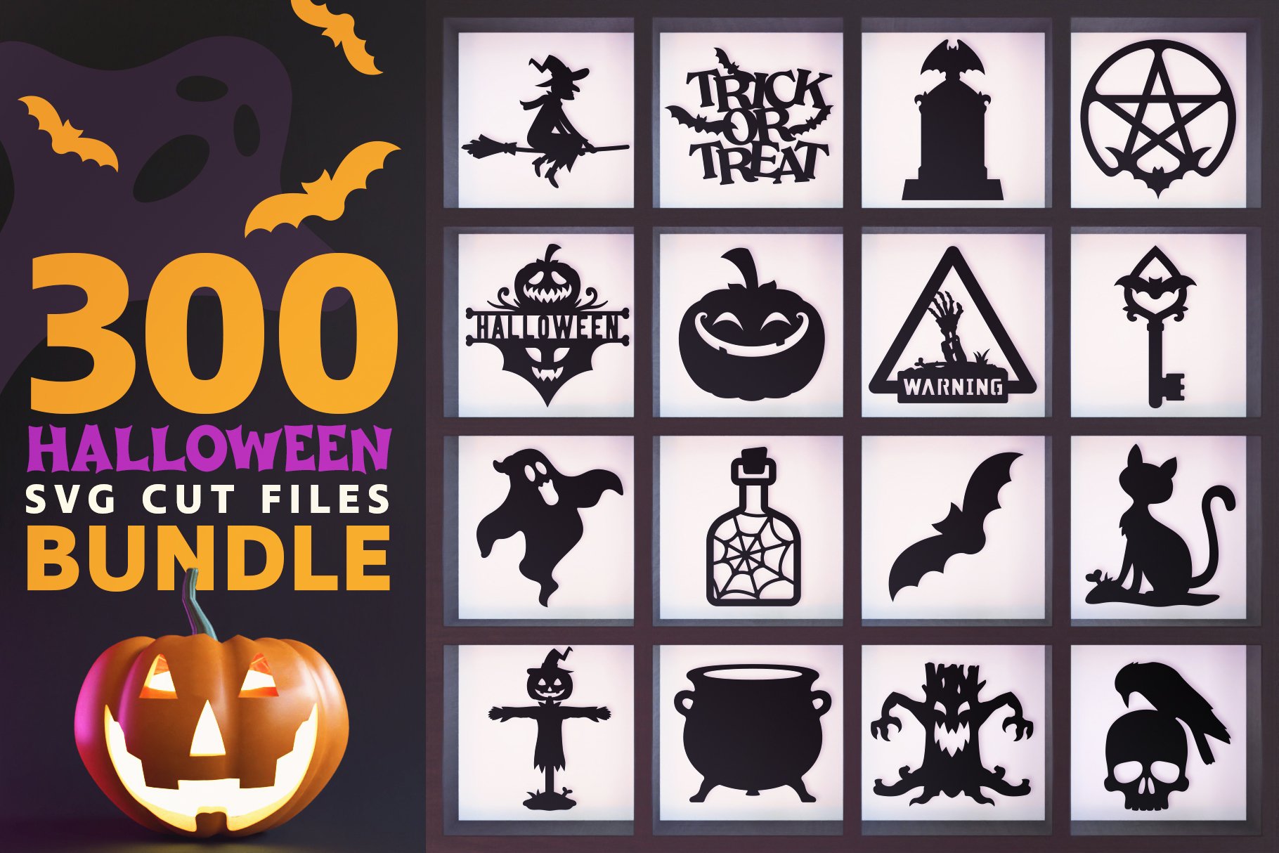 300 Halloween SVG Cut Files Bundle | Halloween Ornaments