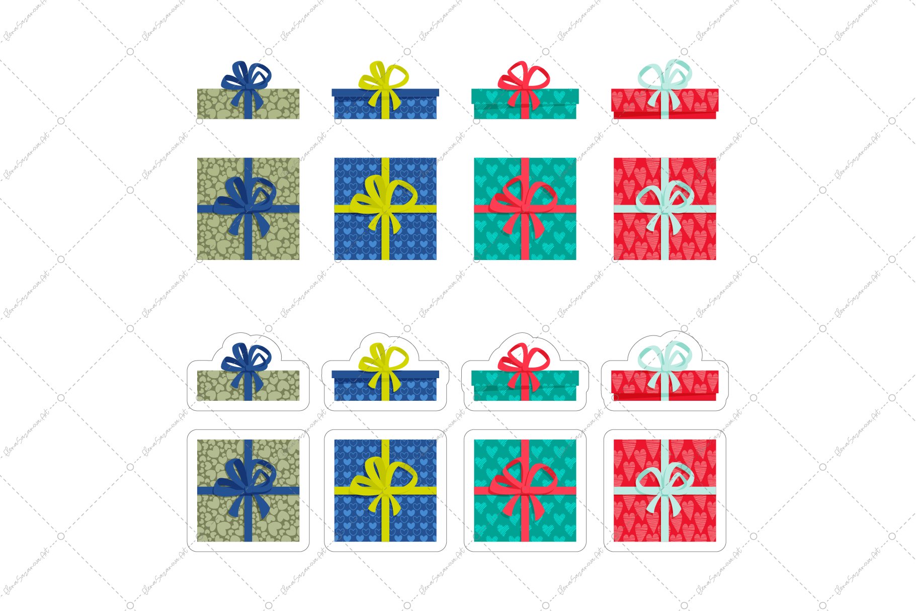 Gift Box Sticker Pack | Stickers Bundle | EPS PNG JPG 2
