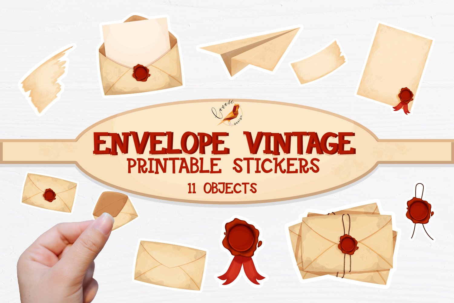 ENVELOPE VINTAGE Printable stickers PDF PNG