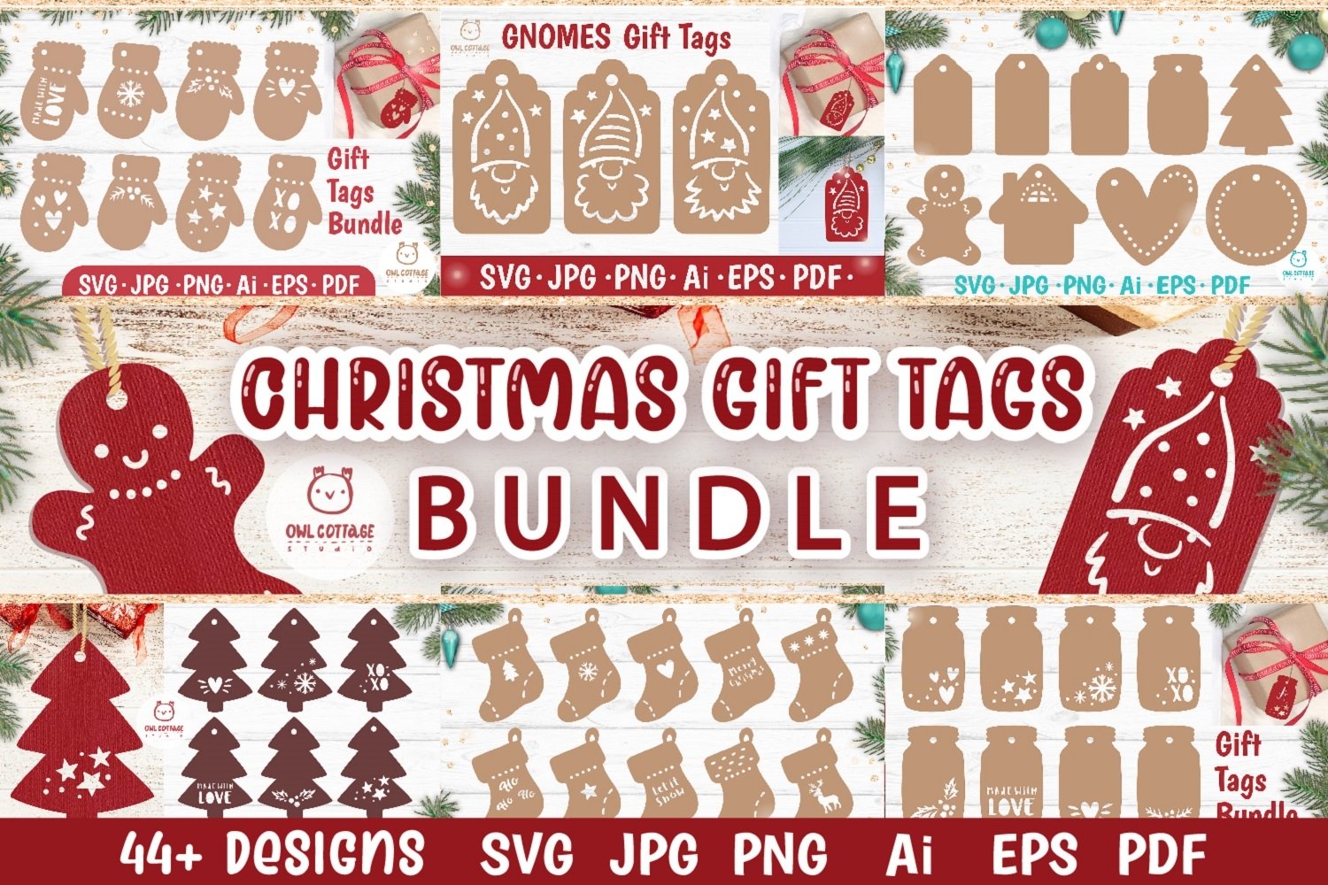 Christmas Gift Tags SVG Bundle, Gift Tags Labels Cut Files