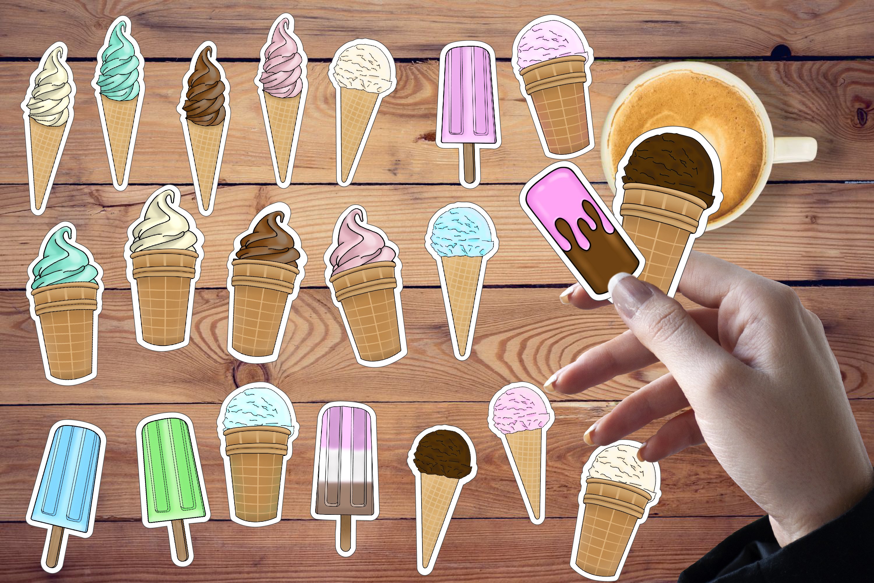 Stickers Print And Cut and GoodNotes,Summer food,Ice cream 2