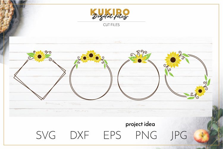 Sunflower Bundle SVG -Sunflower Wreath Monogram Split frame 2