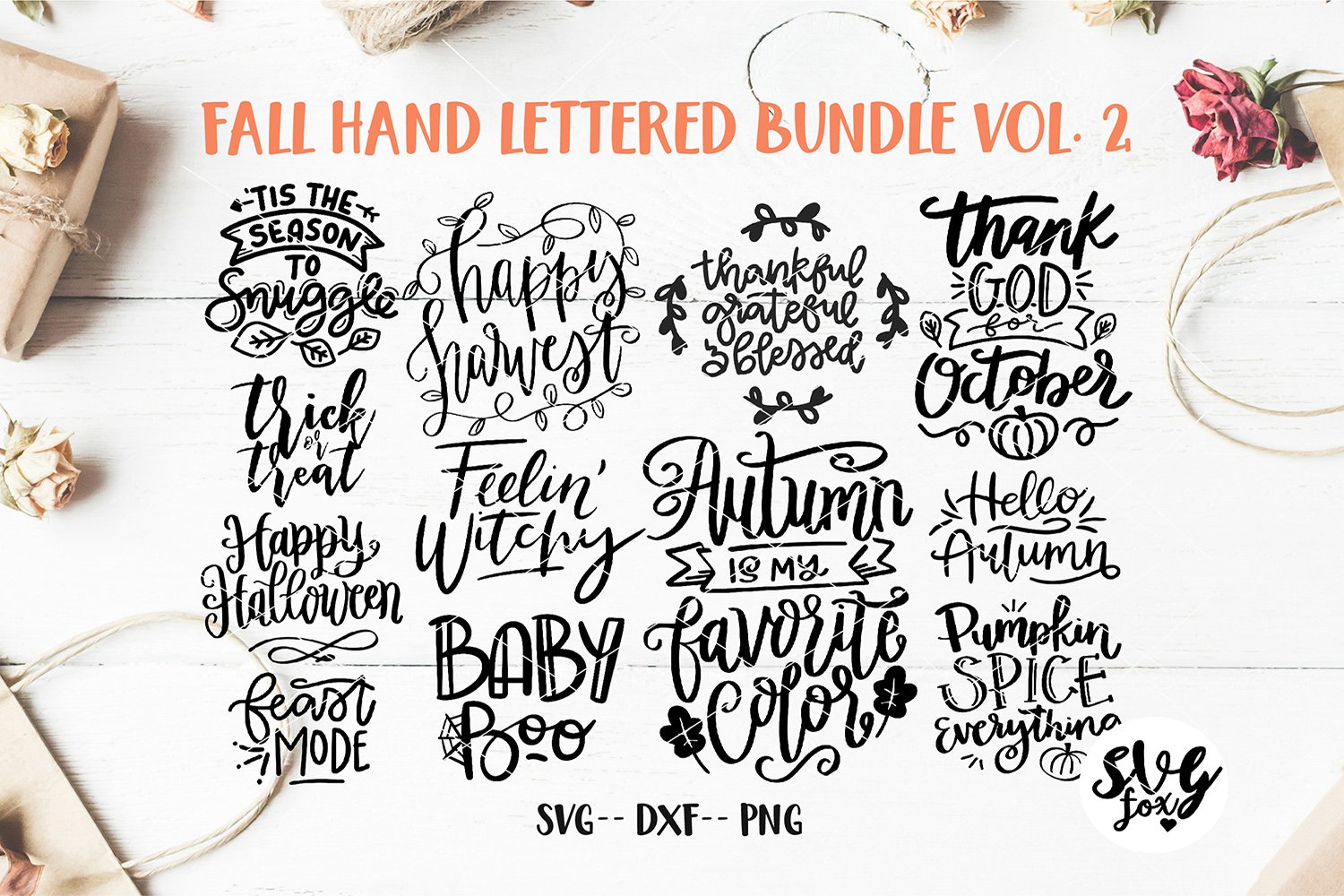 MEGA FALL BUNDLE Hand Lettered SVG Files DXF PNG 2
