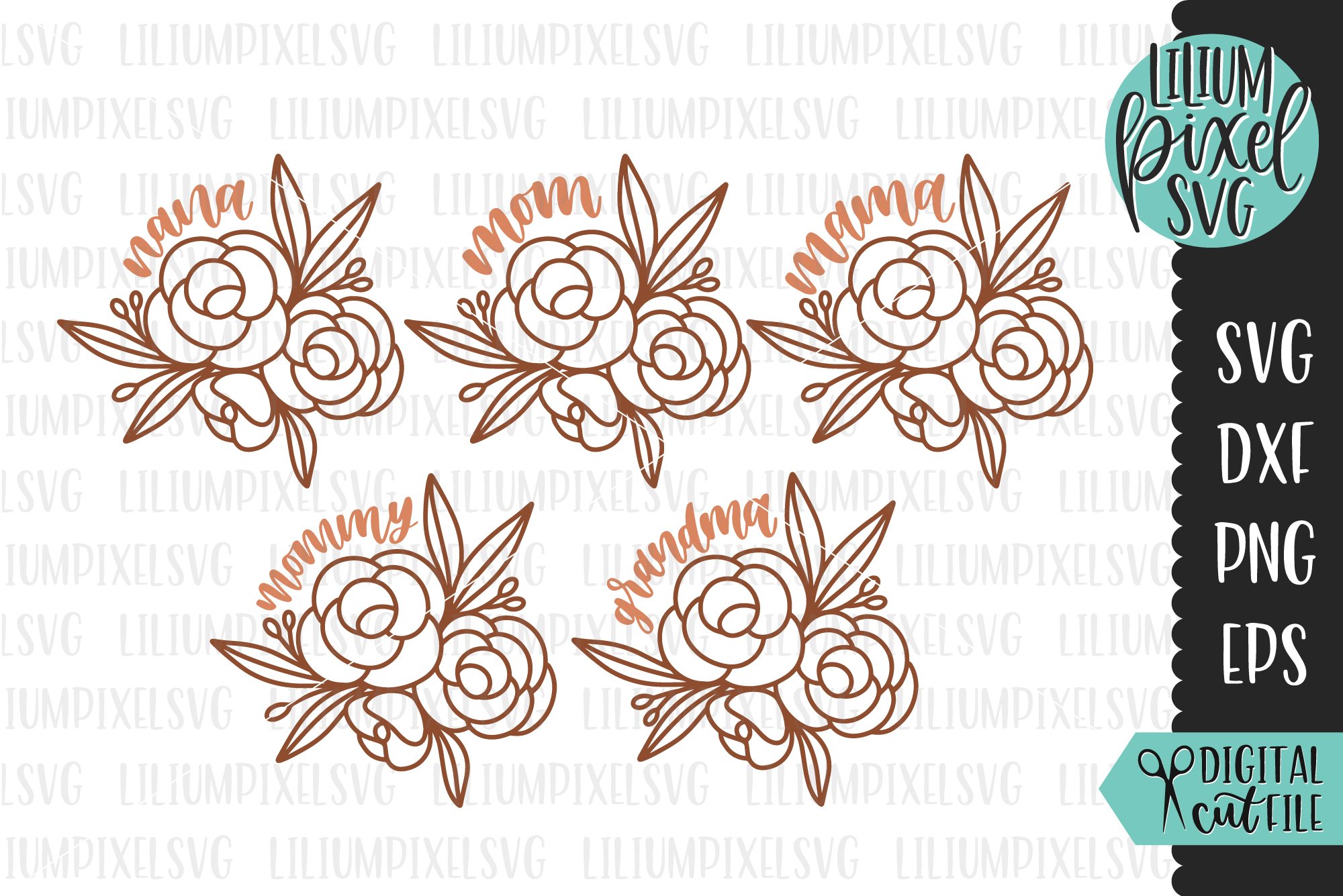 Mothers Day SVG, Mom Flower Bouquet Mini Bundle