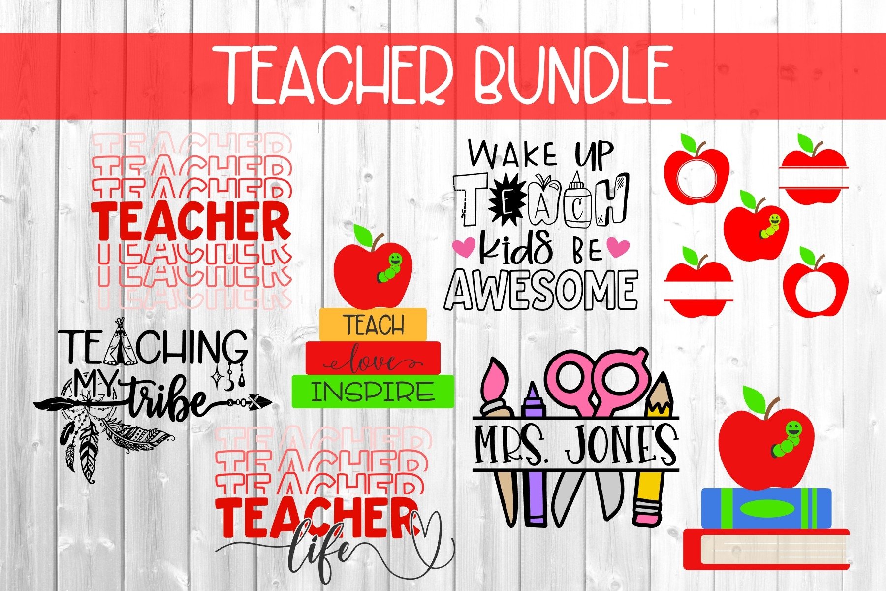 Teacher Bundle SVG DXF PNG