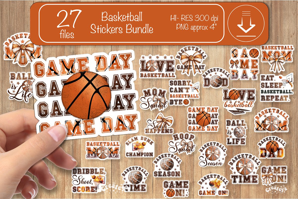 Basketball Stickers Bundle PNG printable Print and cut