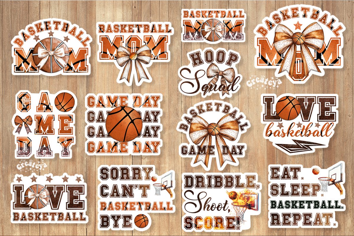 Basketball Stickers Bundle PNG printable Print and cut 2