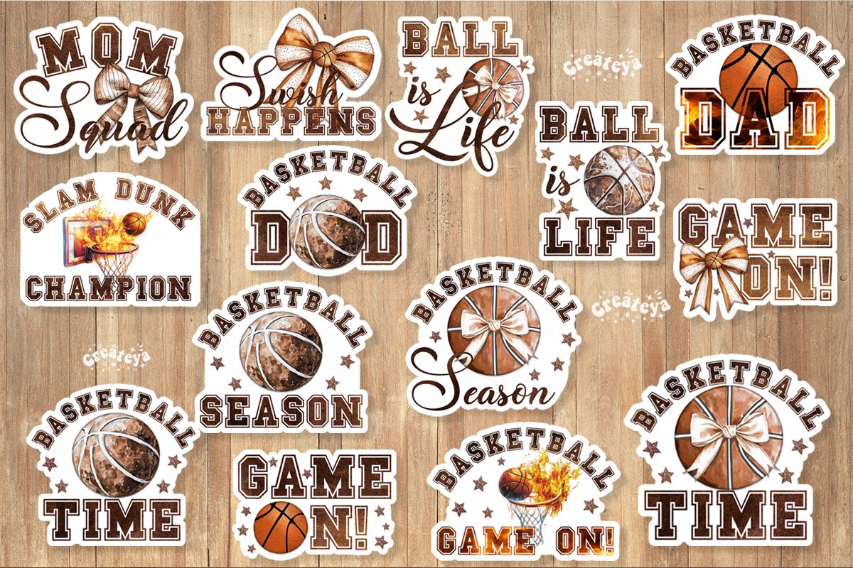 Basketball Stickers Bundle PNG printable Print and cut 3