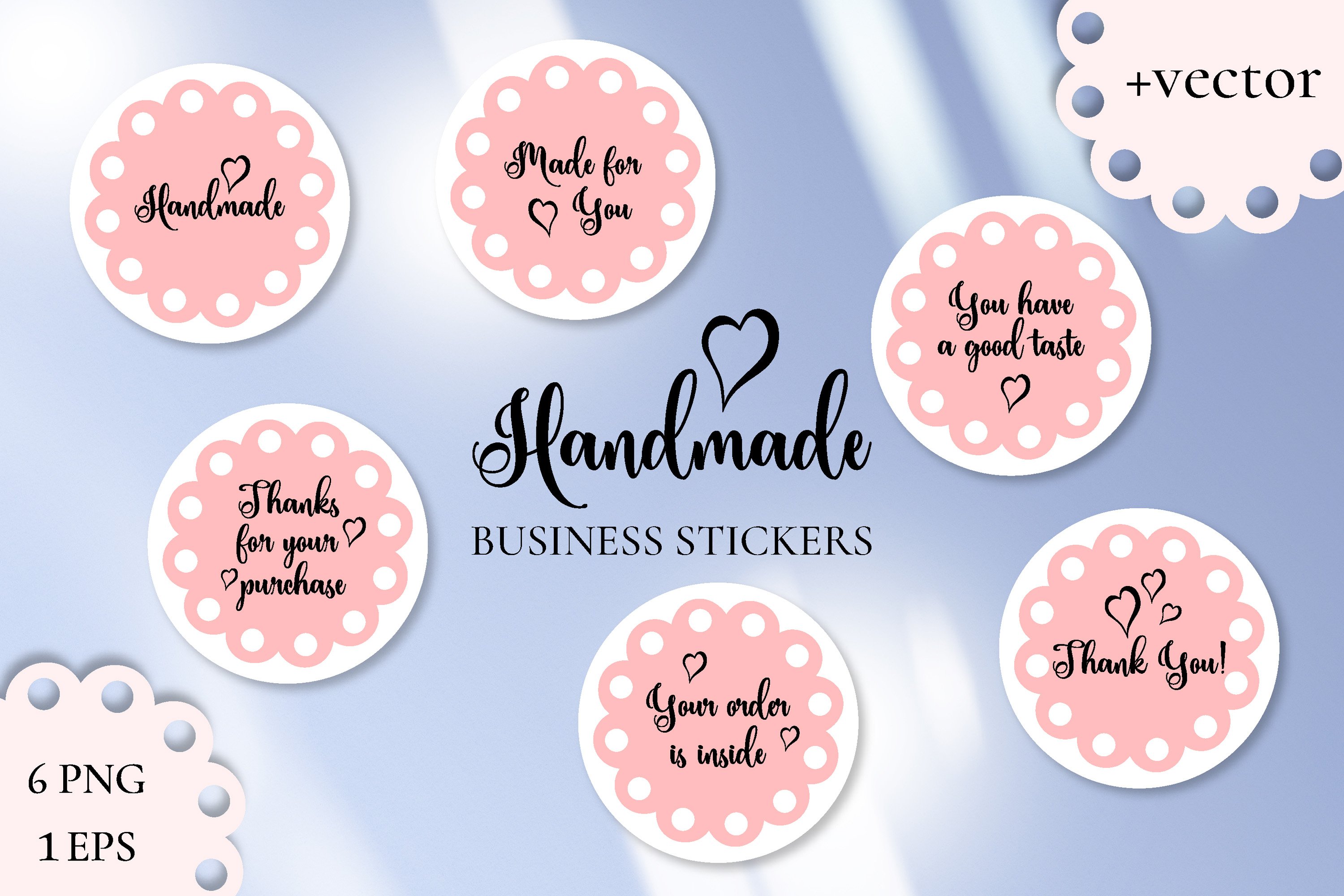 Cute Business Stickers Pack | PNG Handmade | Thank You label
