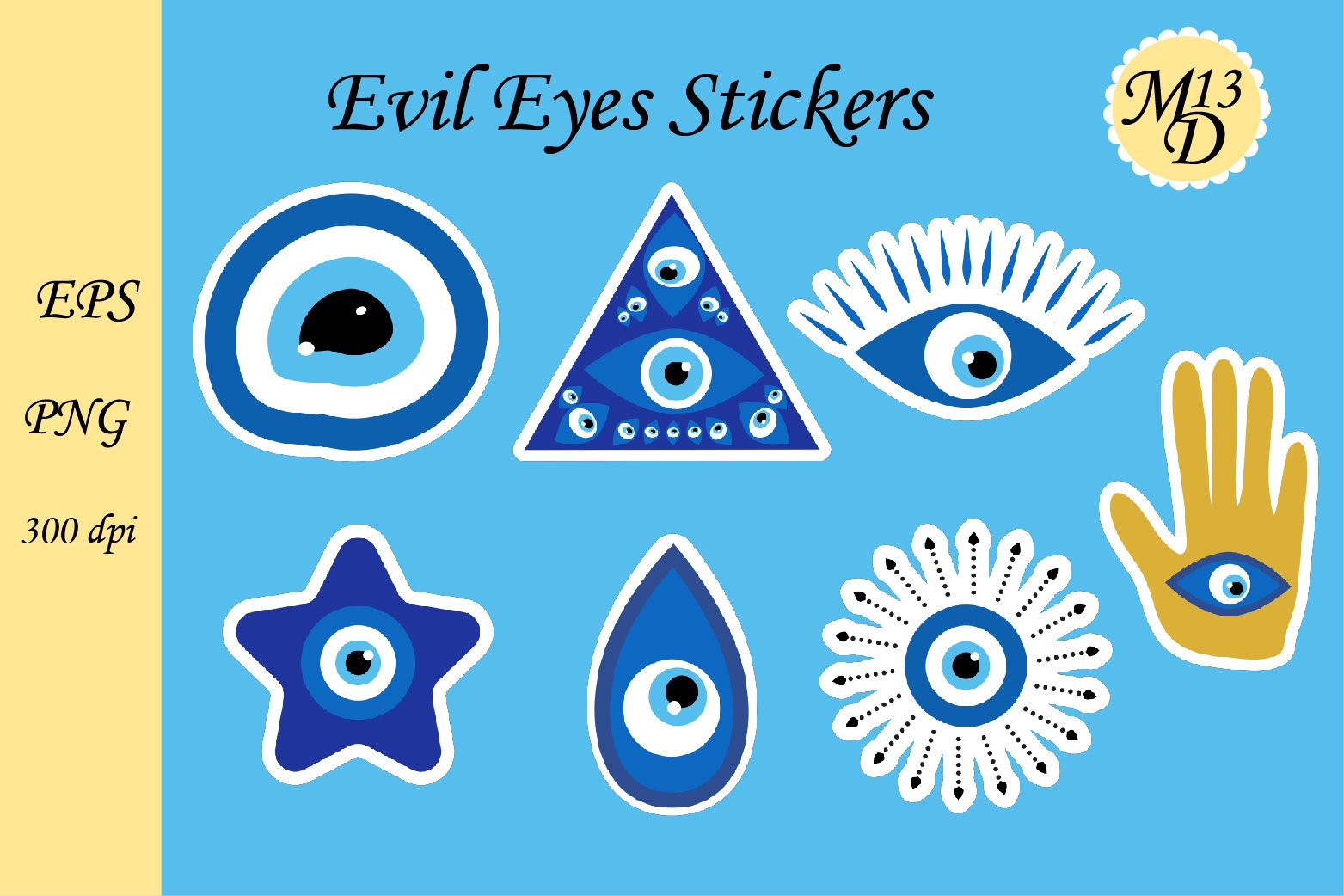 Evil Eyes Stickers png, eps design
