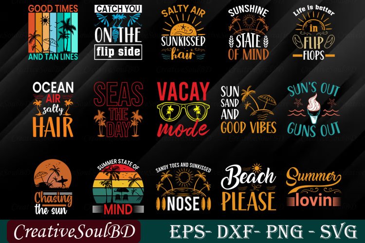 Summer Vibes SVG Bundle Cut File, Beach Life Svg,