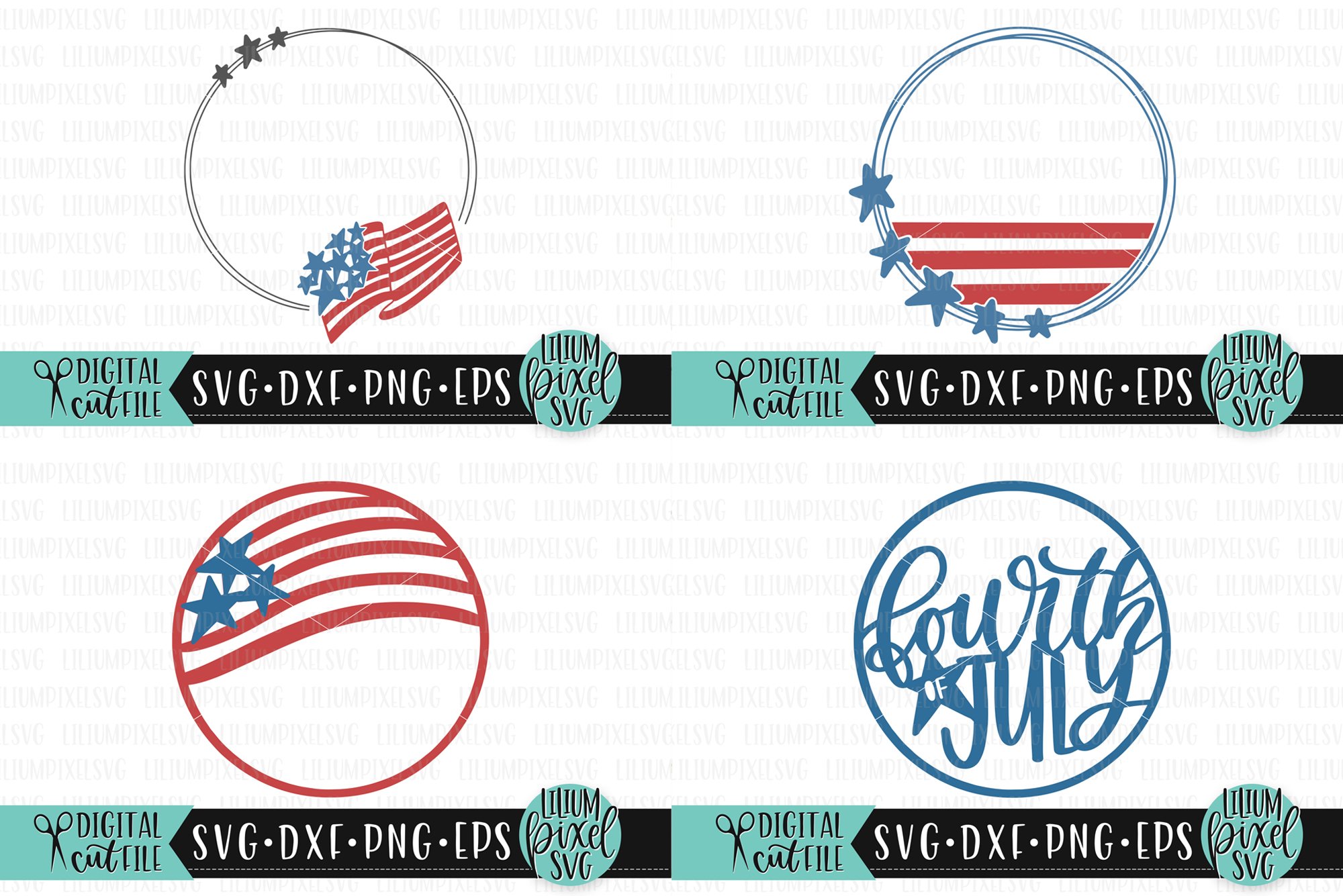 Fourth of July Round Frame Mini Bundle Set
