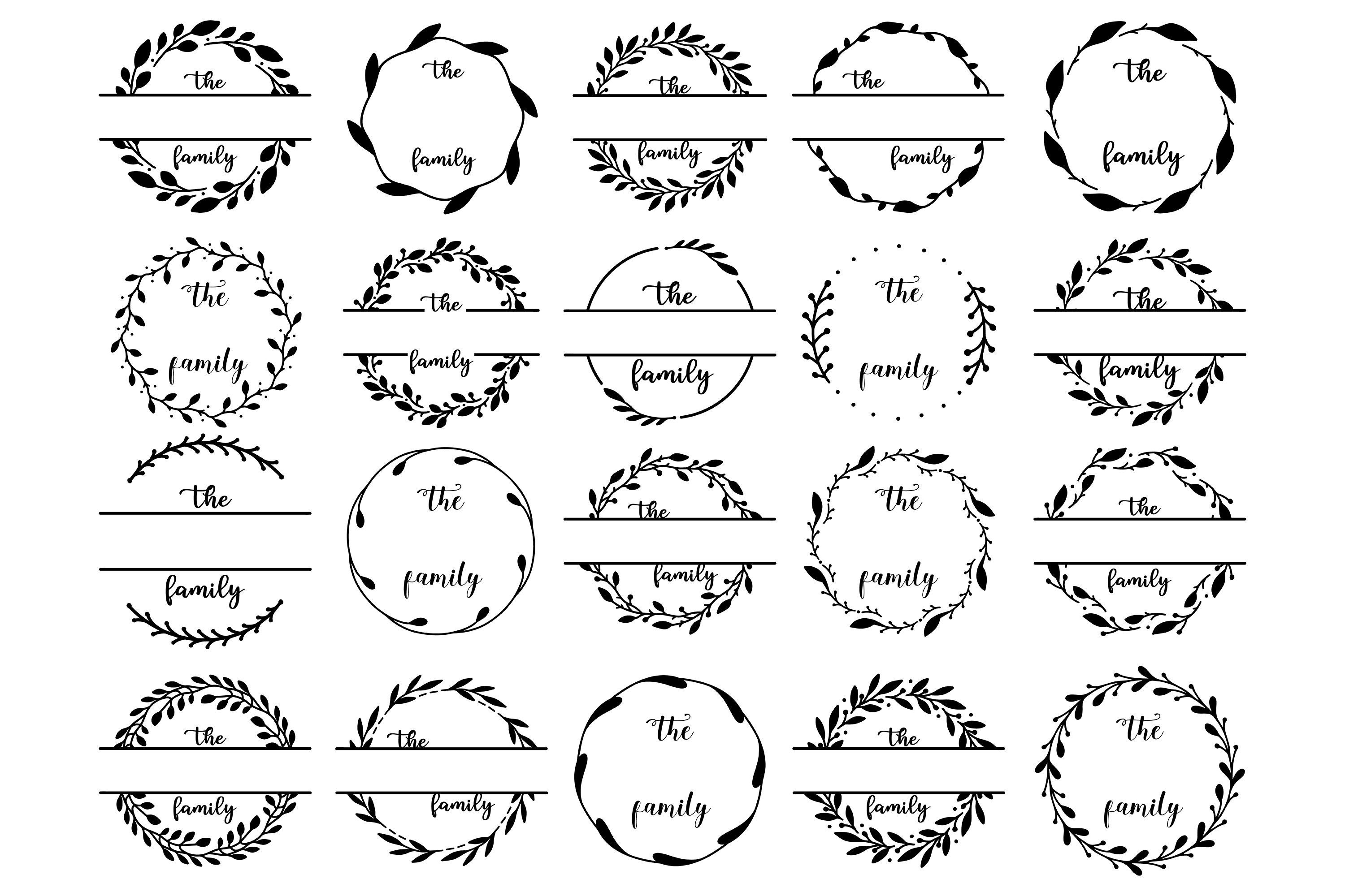 Family monogram bundle. Round signs collection 2