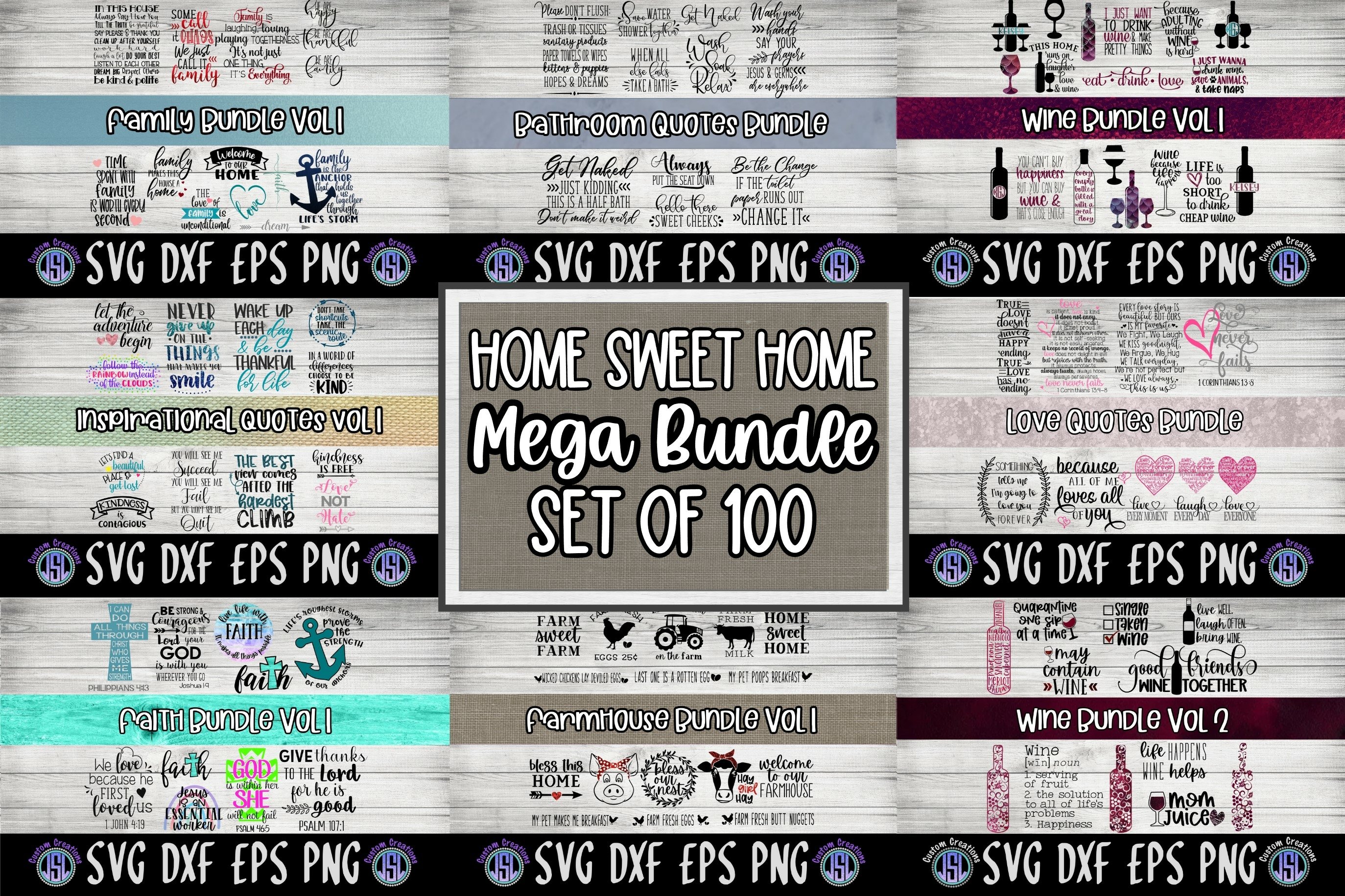 Home Sweet Home Mega Bundle Set of 100 | SVG DXF EPS PNG PDF