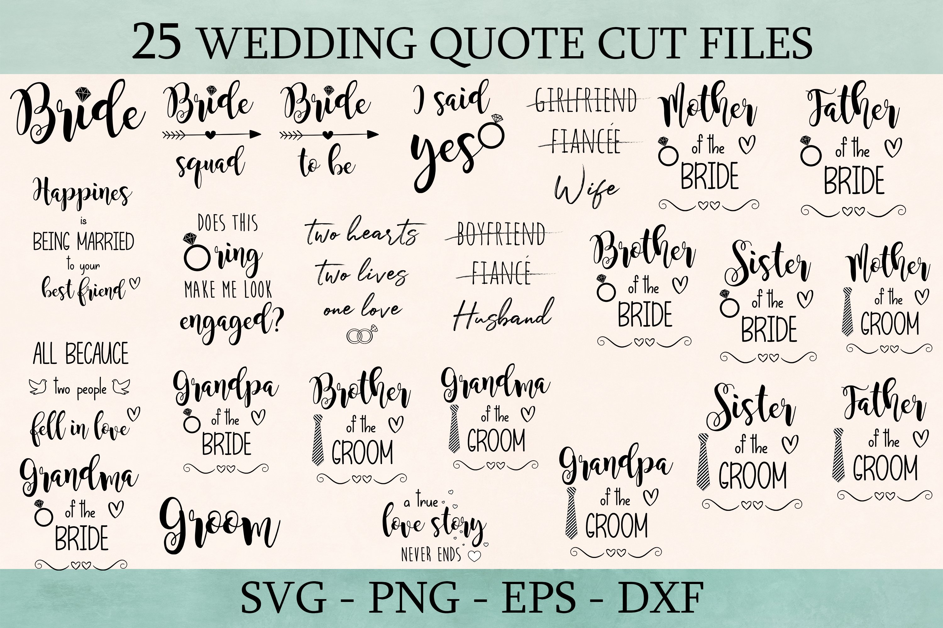 Mega Wedding SVG Bundle, Romantic Love Quote Cut Files 3