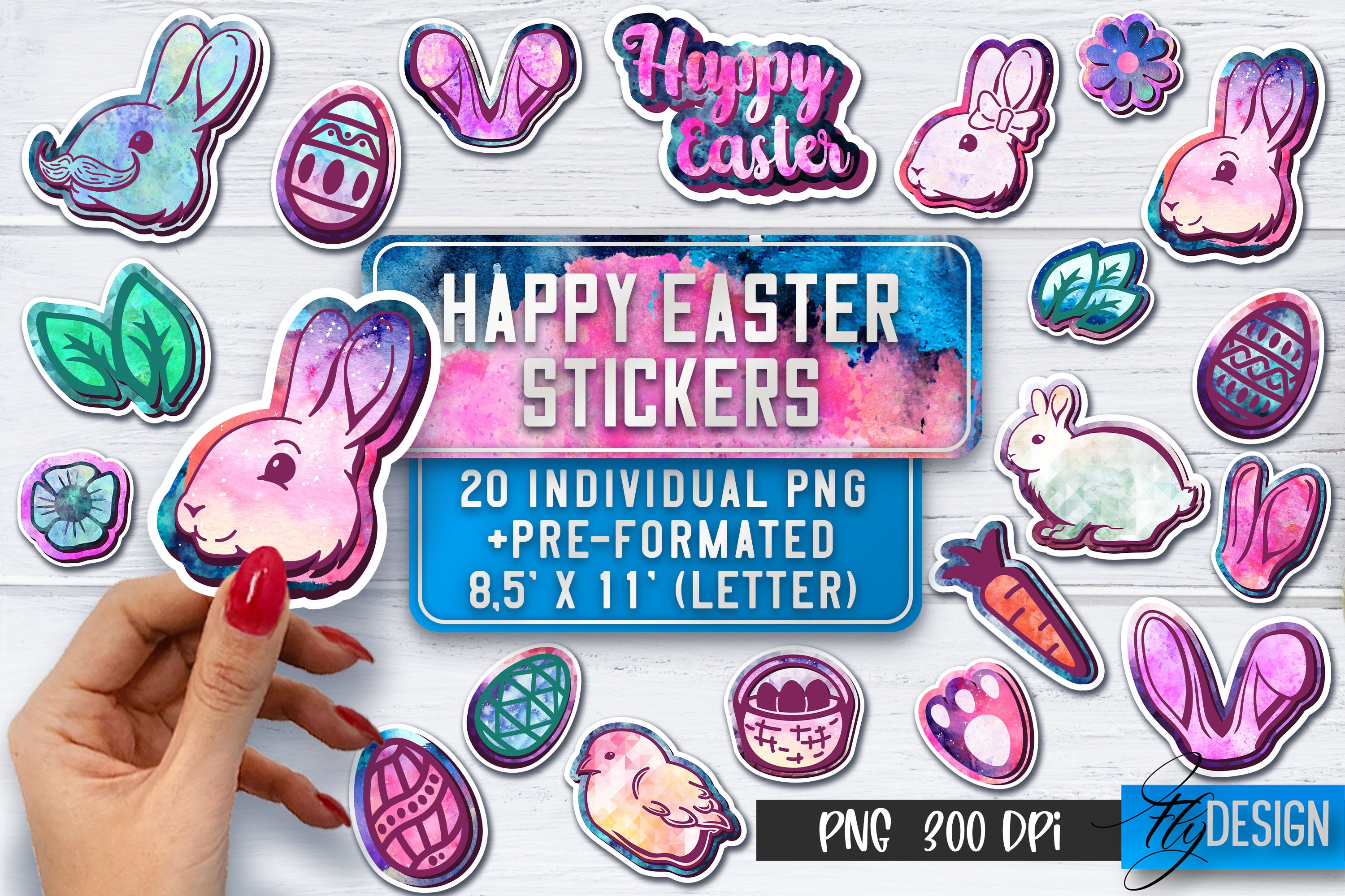 Happy Easter Stickers | Easter Bunny PNG | Easter Egg Hunt