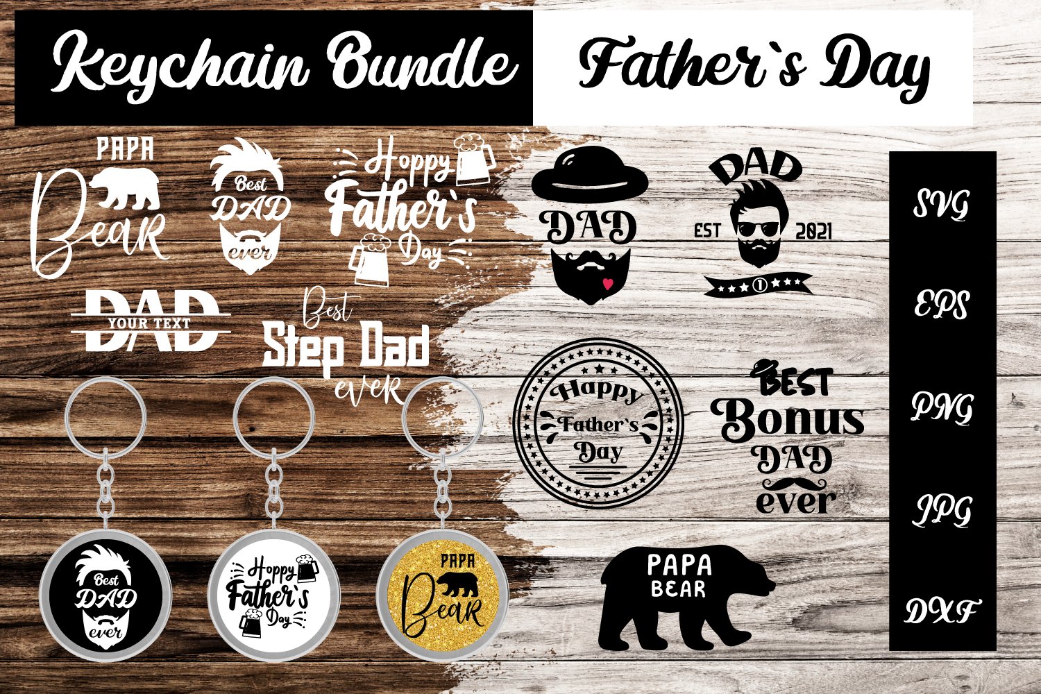 Keychain Mega Bundle SVG, Fathers Day SVG, Key Dad Bundle 2