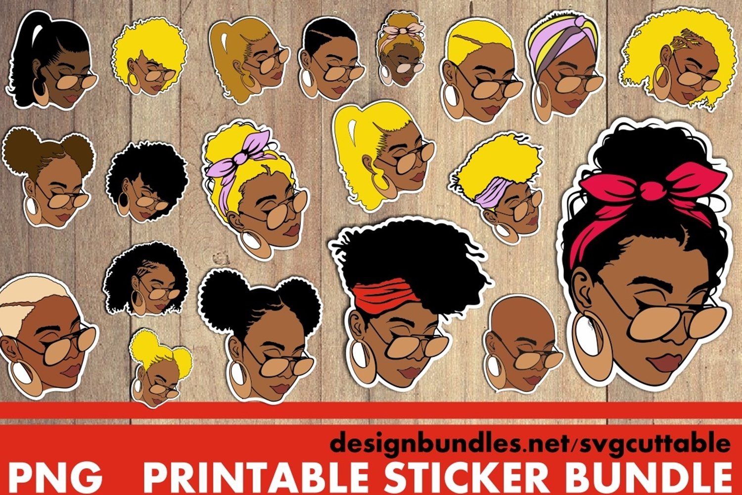 Womans Sticker Bundle, Afro Png, Printable Sticker, Melanin