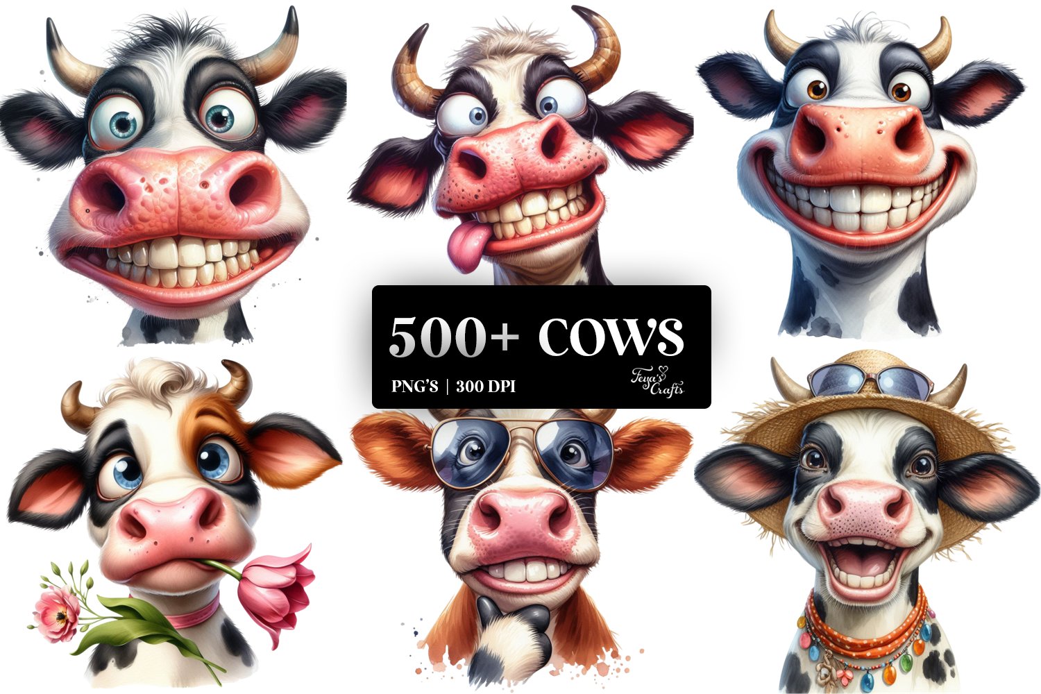 500 Cows Clipart Mega Sublimation Bundle 2