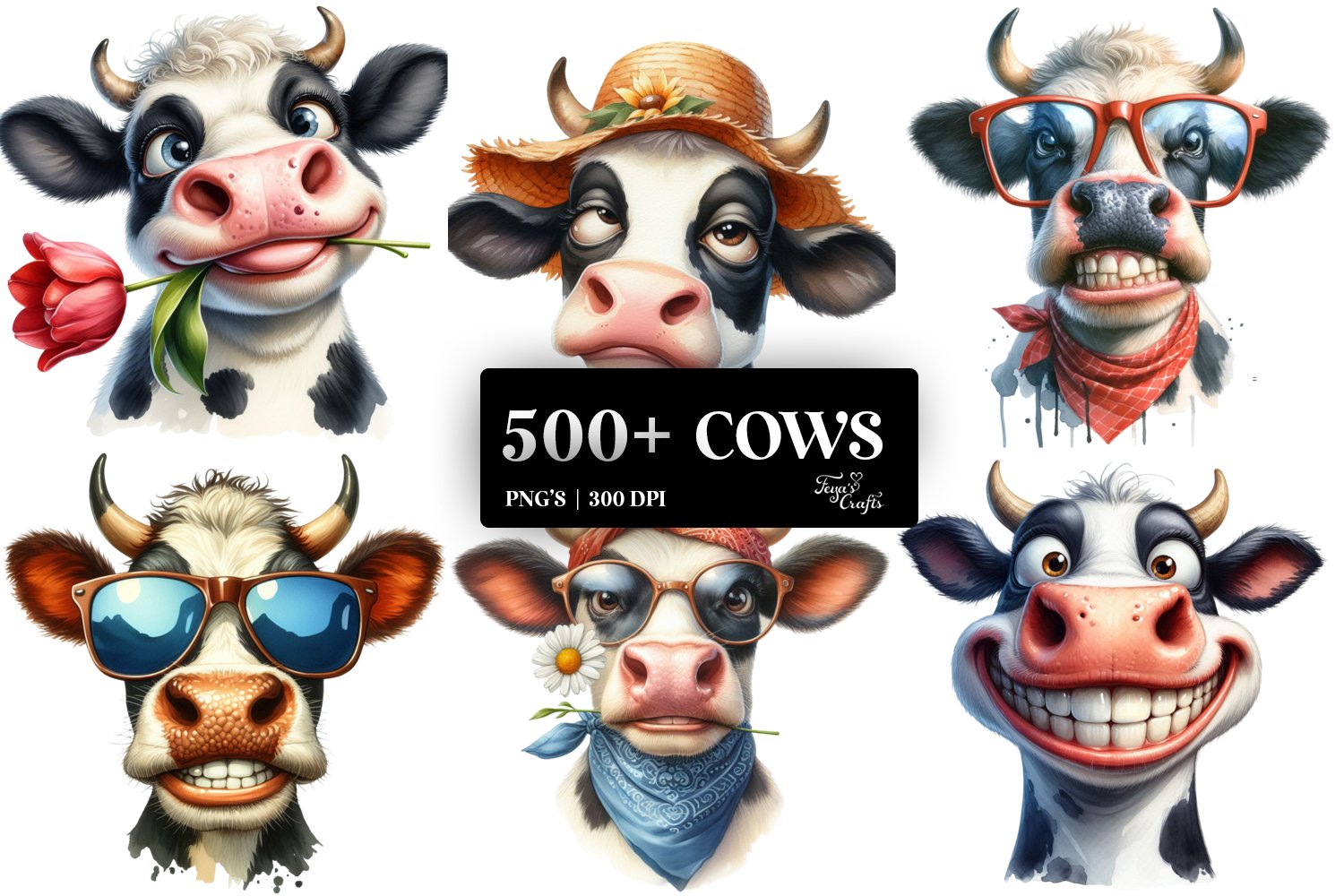 500 Cows Clipart Mega Sublimation Bundle 3