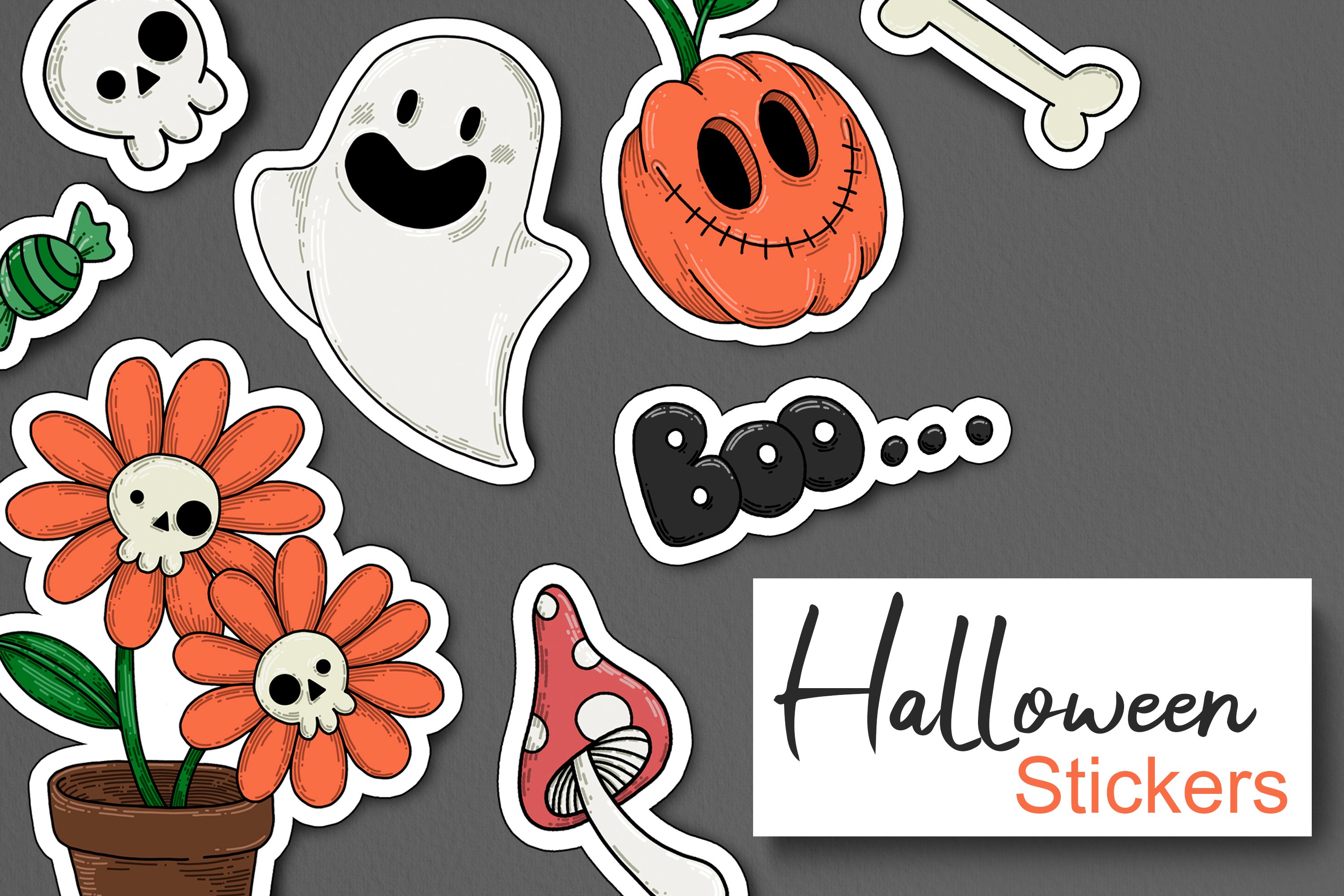 Cute Halloween Character. Printable Stickers