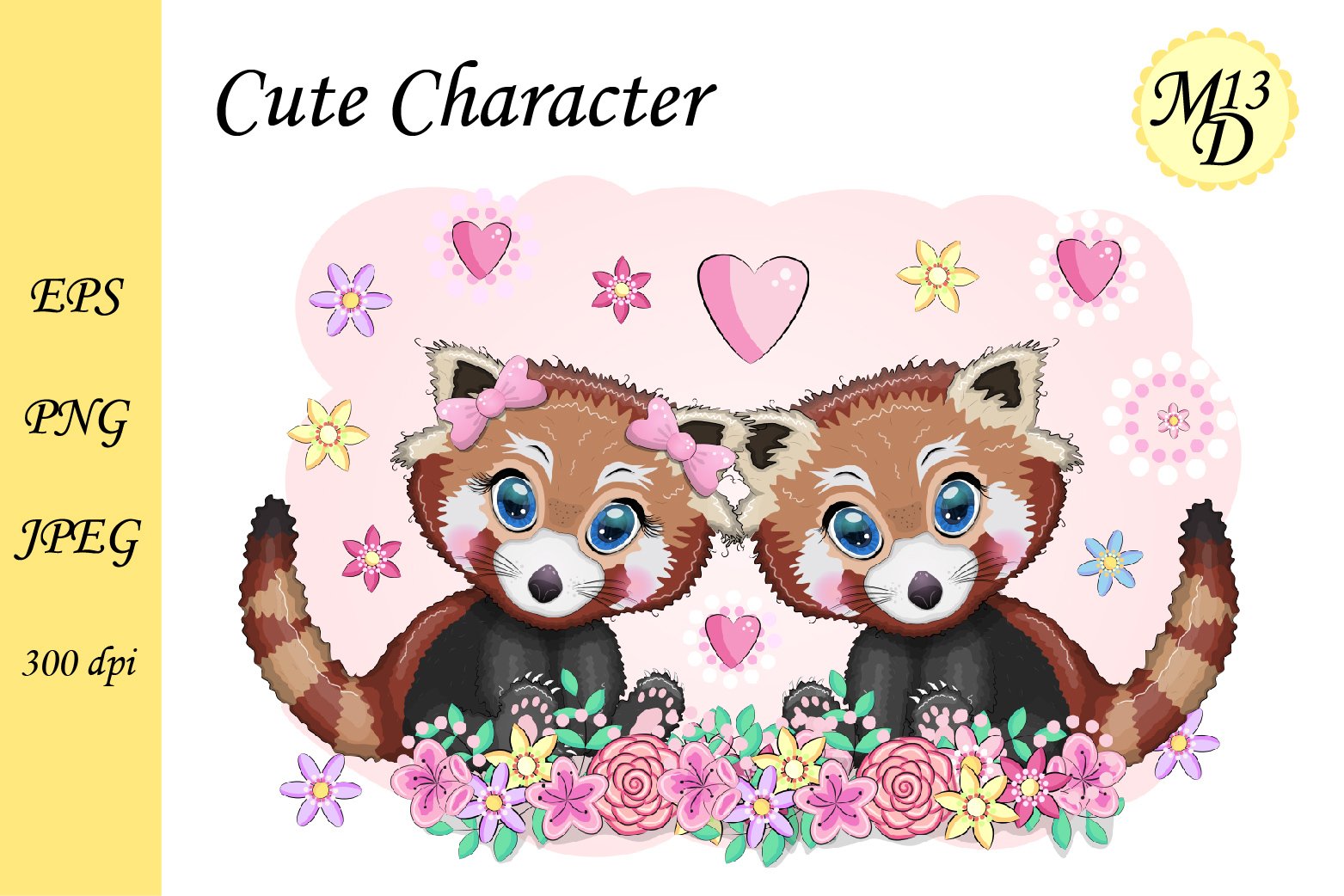 Cute Red panda. valentines day holidays