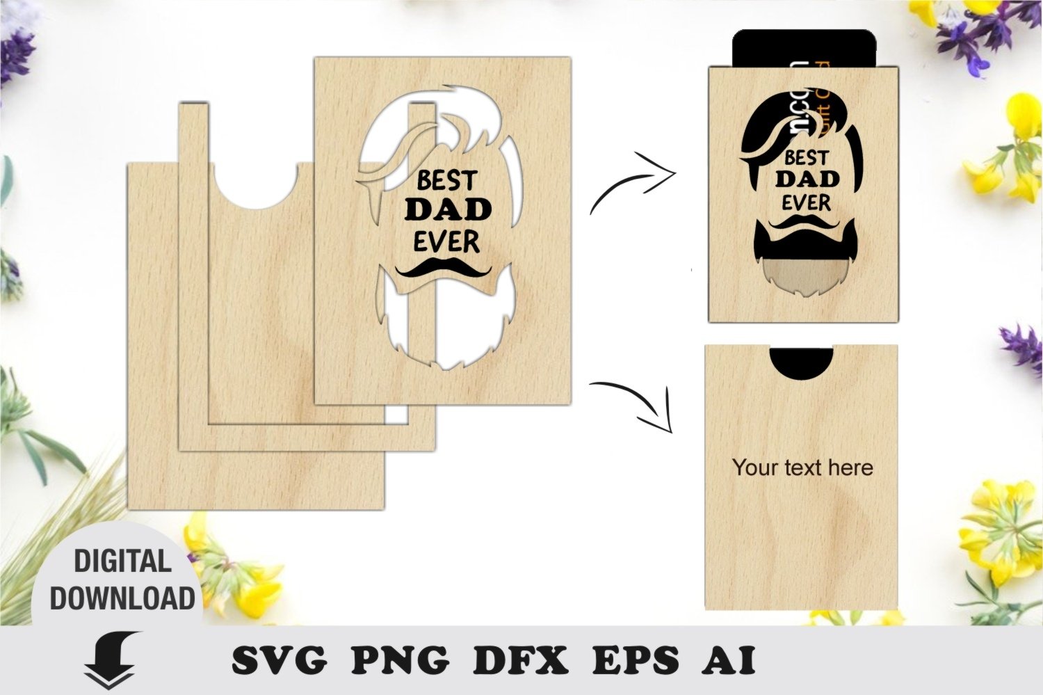 Fathers day Svg Laser Cut Files, gift card holder,Dad svg 2