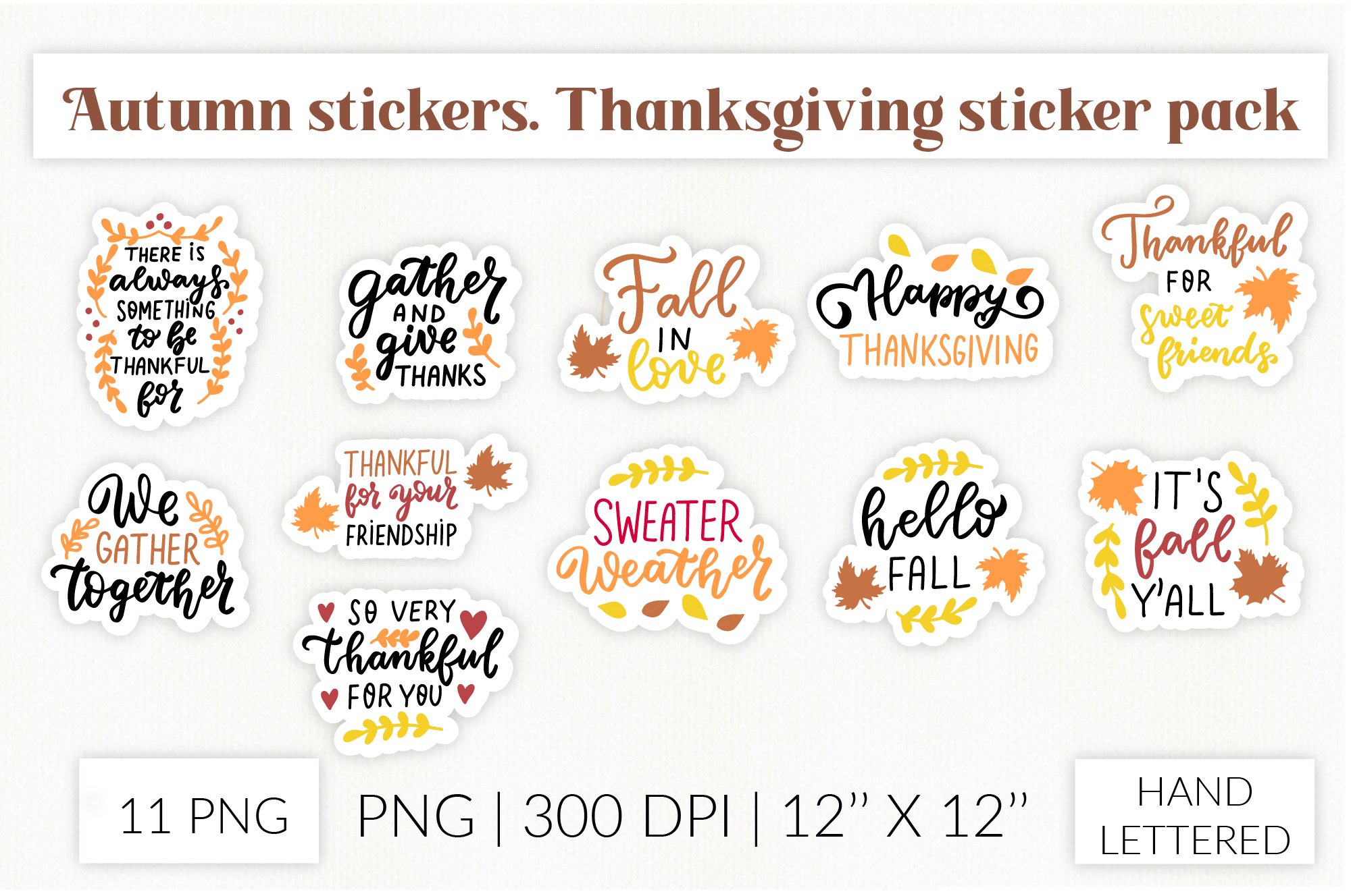 Autumn fall stickers. Thanksgiving harvest stickers bunde