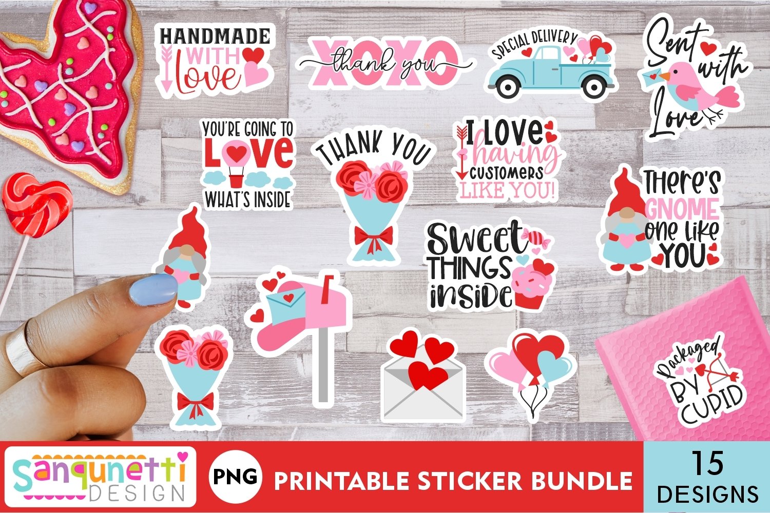 Valentine Packaging stickers | love small business bundle
