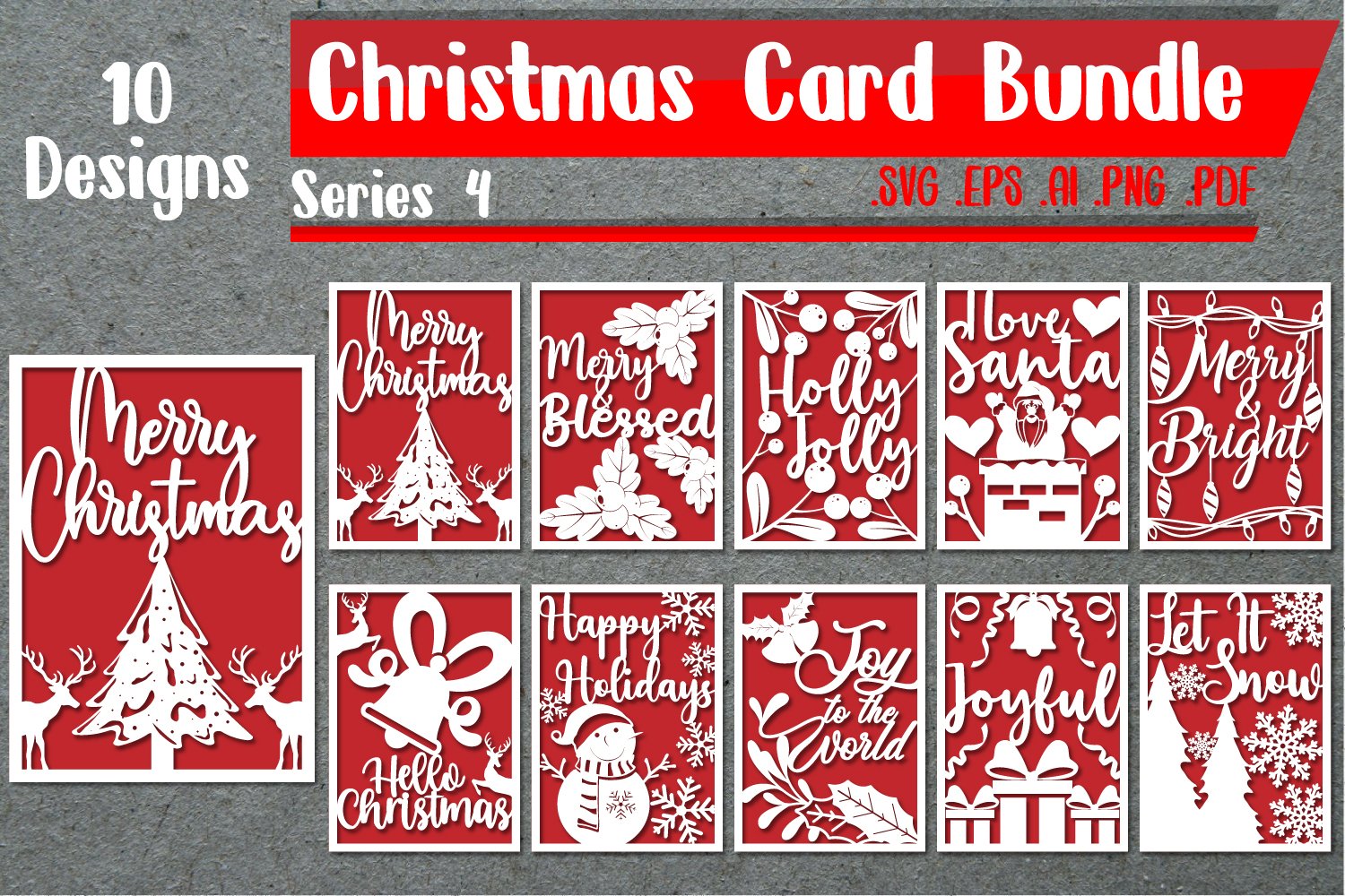 BUNDLE | Christmas Card 4 - svg eps ai png pdf