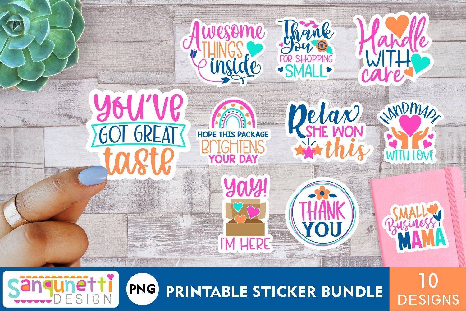 Small business and packaging sticker bundle - 10 designs