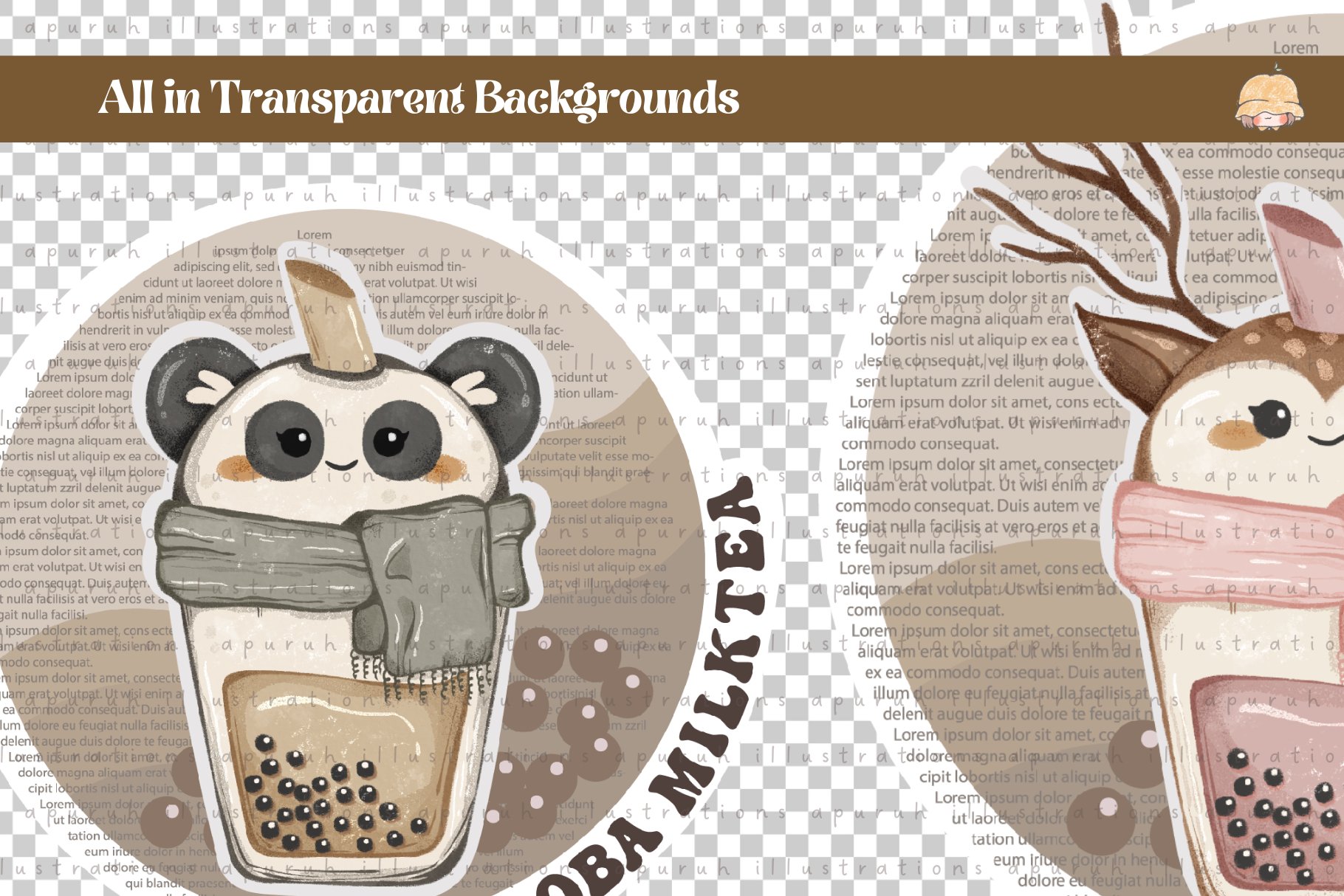 Animal Head Bubble Tea Digital Sticker 3