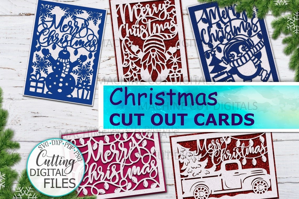 Christmas cut out card bundle svg dxf plotter laser cut file 2