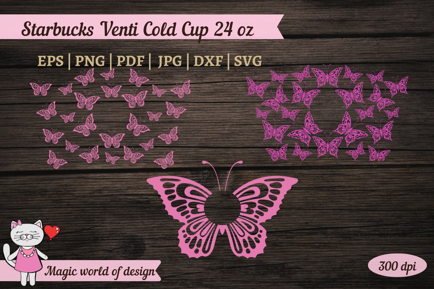 Butterfly svg wrap for tumbler 24 oz venti cold cup bundles 2