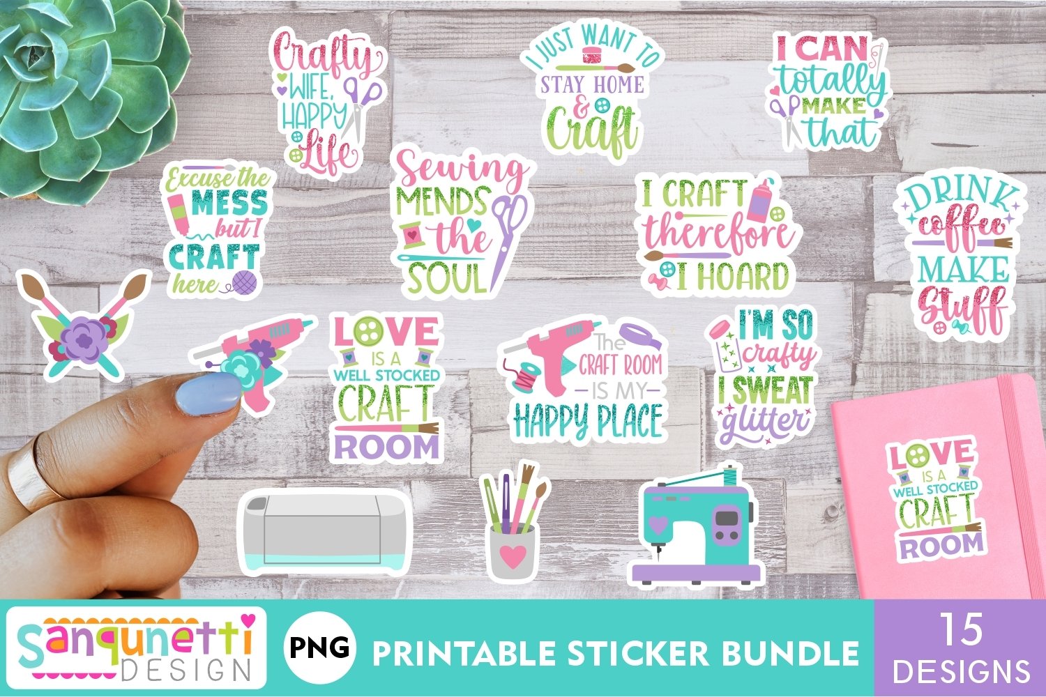 Crafting and sewing PNG Sticker Bundle- 15 designs