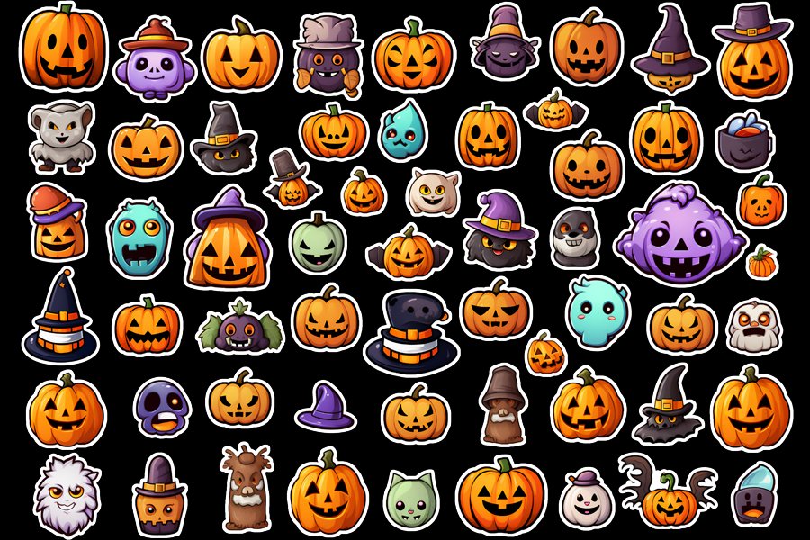 Halloween stickers PNG. Bundle of stickers for Halloween 2