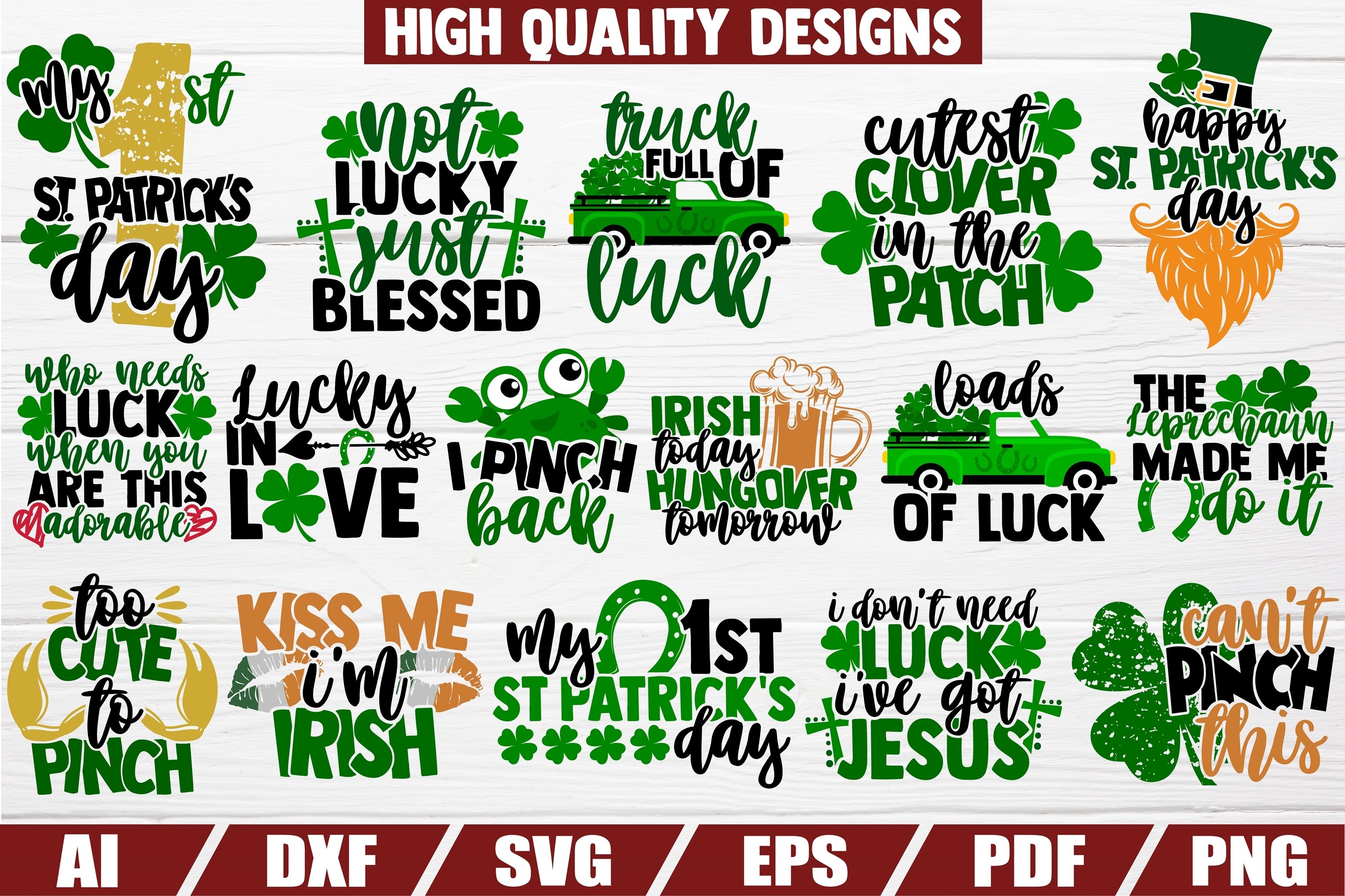 St Patricks day bundle SVG - 23 designs - DXF file - EPS