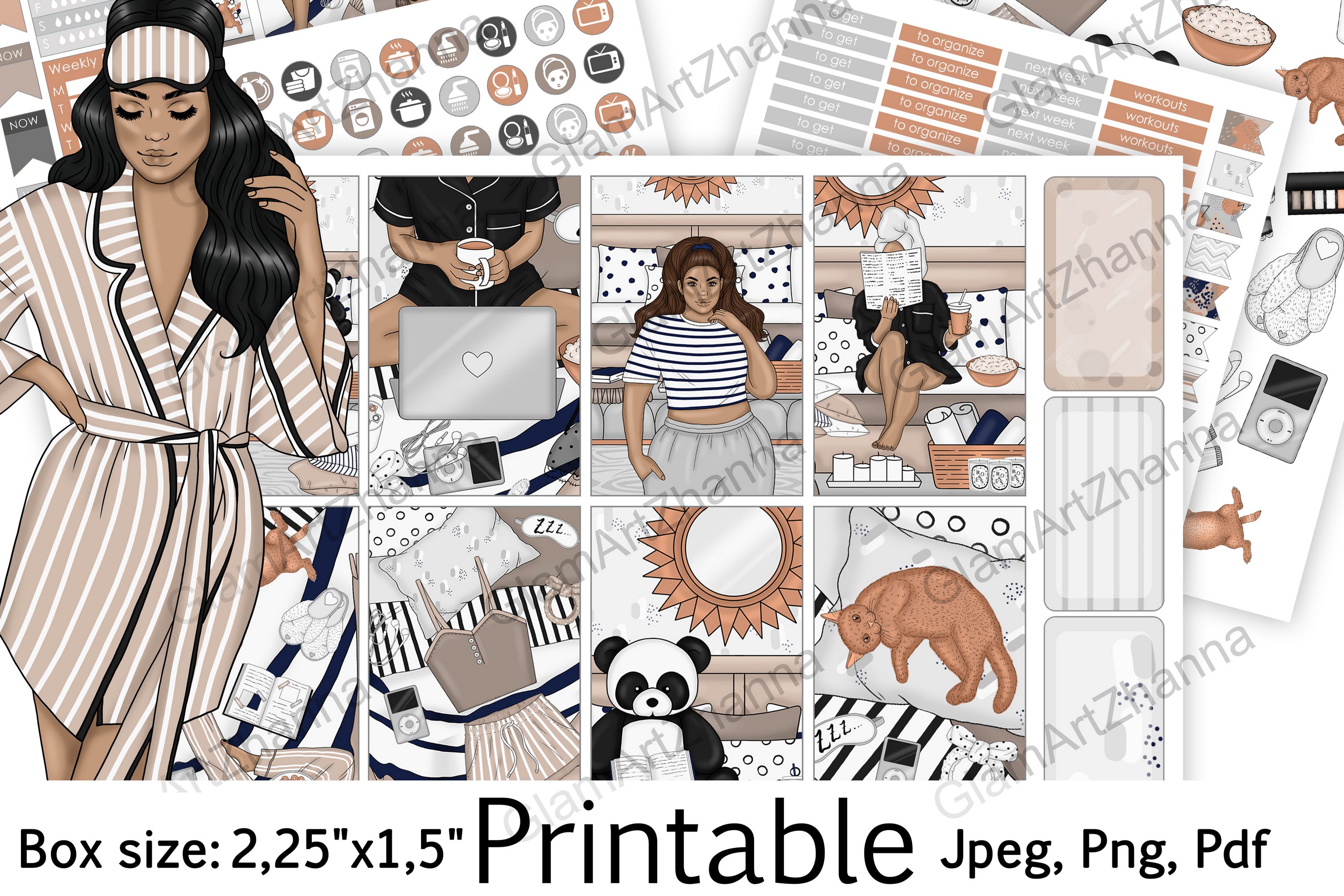 African American Lazy Day Printable Box Size 2,25"x1,5"