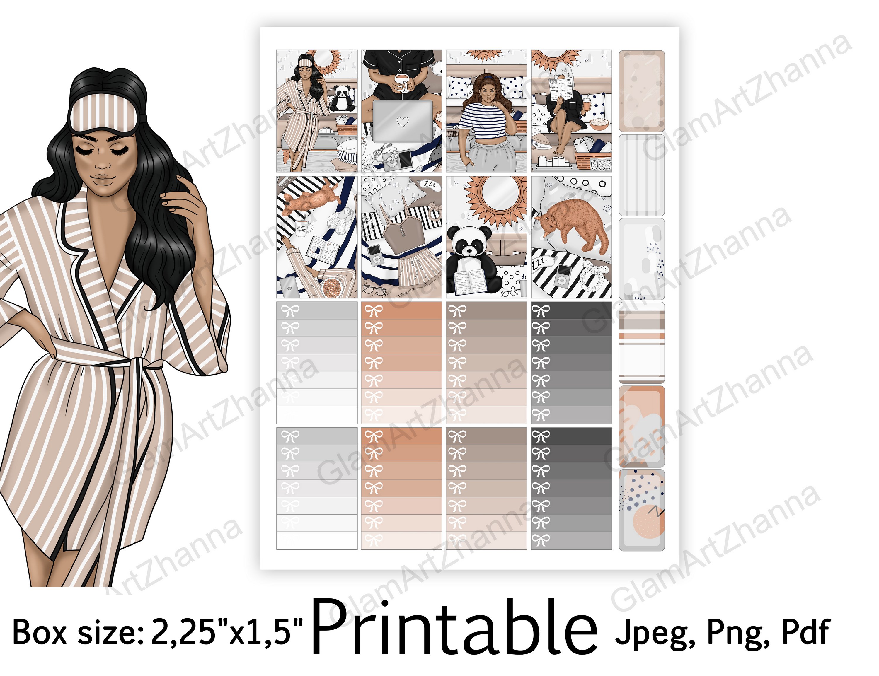 African American Lazy Day Printable Box Size 2,25"x1,5" 2
