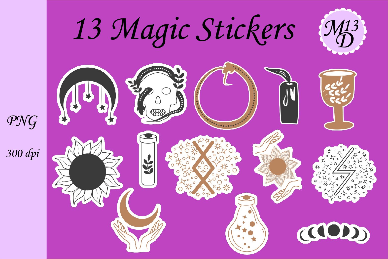 13 Magic stickers png design
