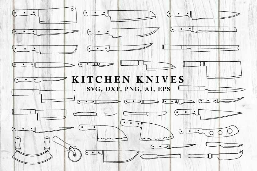 35 Kitchen Knives Bundle, Knife Designs in SVG   PNG Clipart