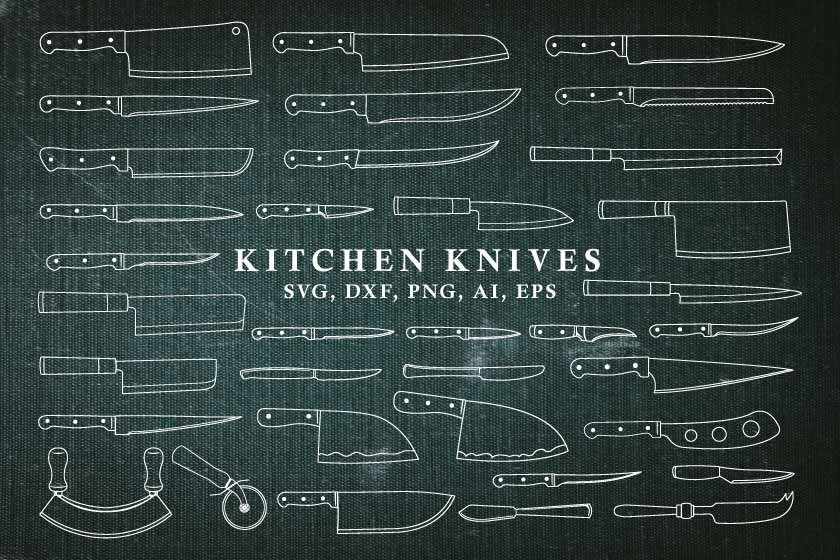 35 Kitchen Knives Bundle, Knife Designs in SVG   PNG Clipart 2