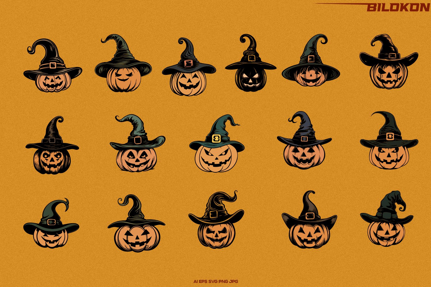 Halloween Pumpkin in a witch hat SVG Bundle, Halloween SVG 2