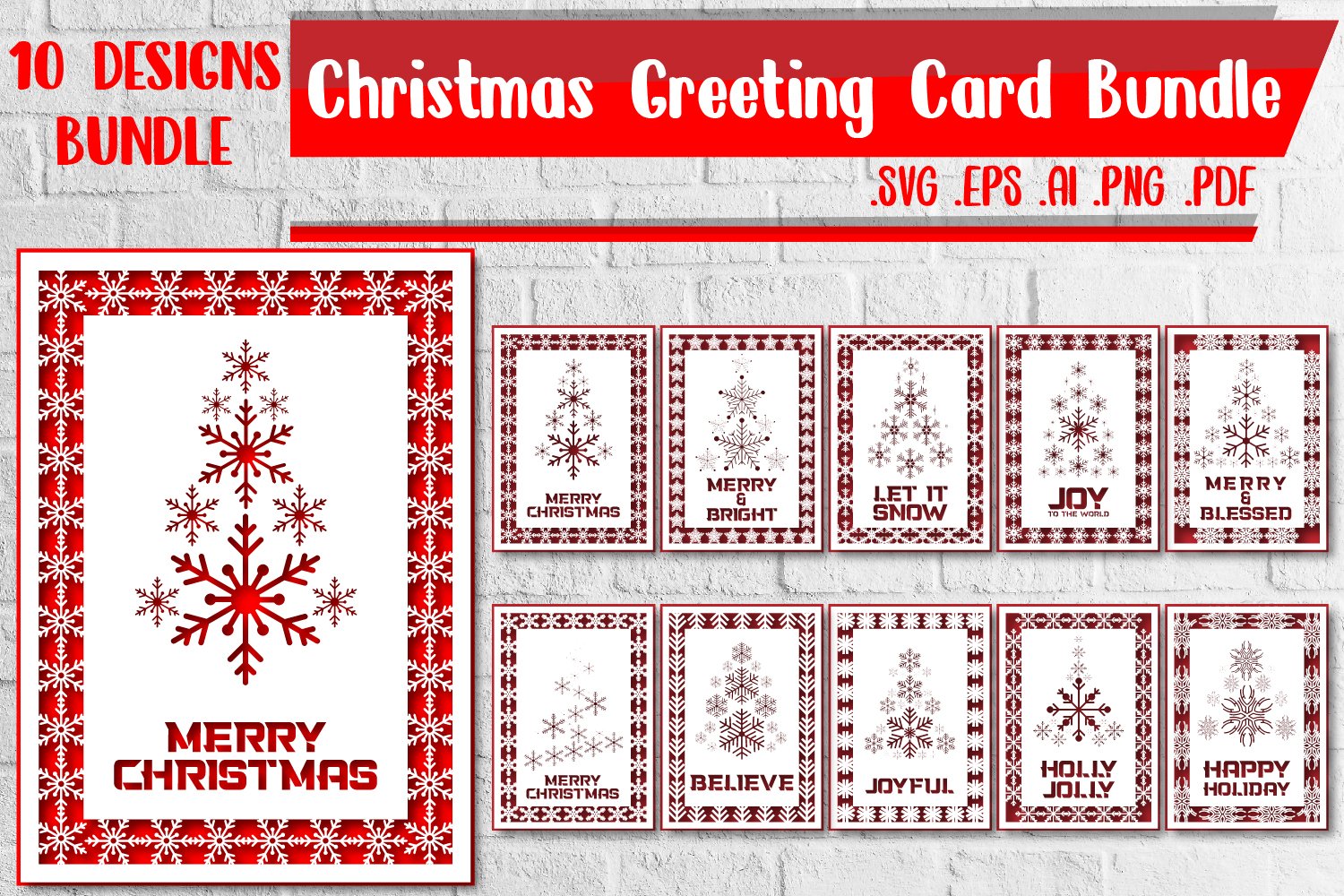Christmas Greeting Card Bundle svg eps ai png pdf