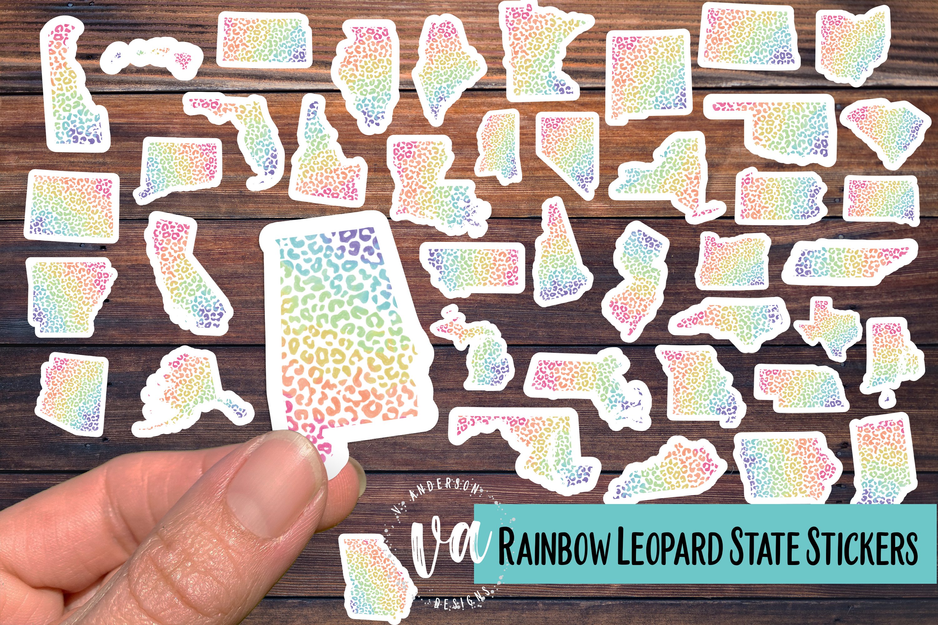 Rainbow Leopard States PNG Sticker Pack