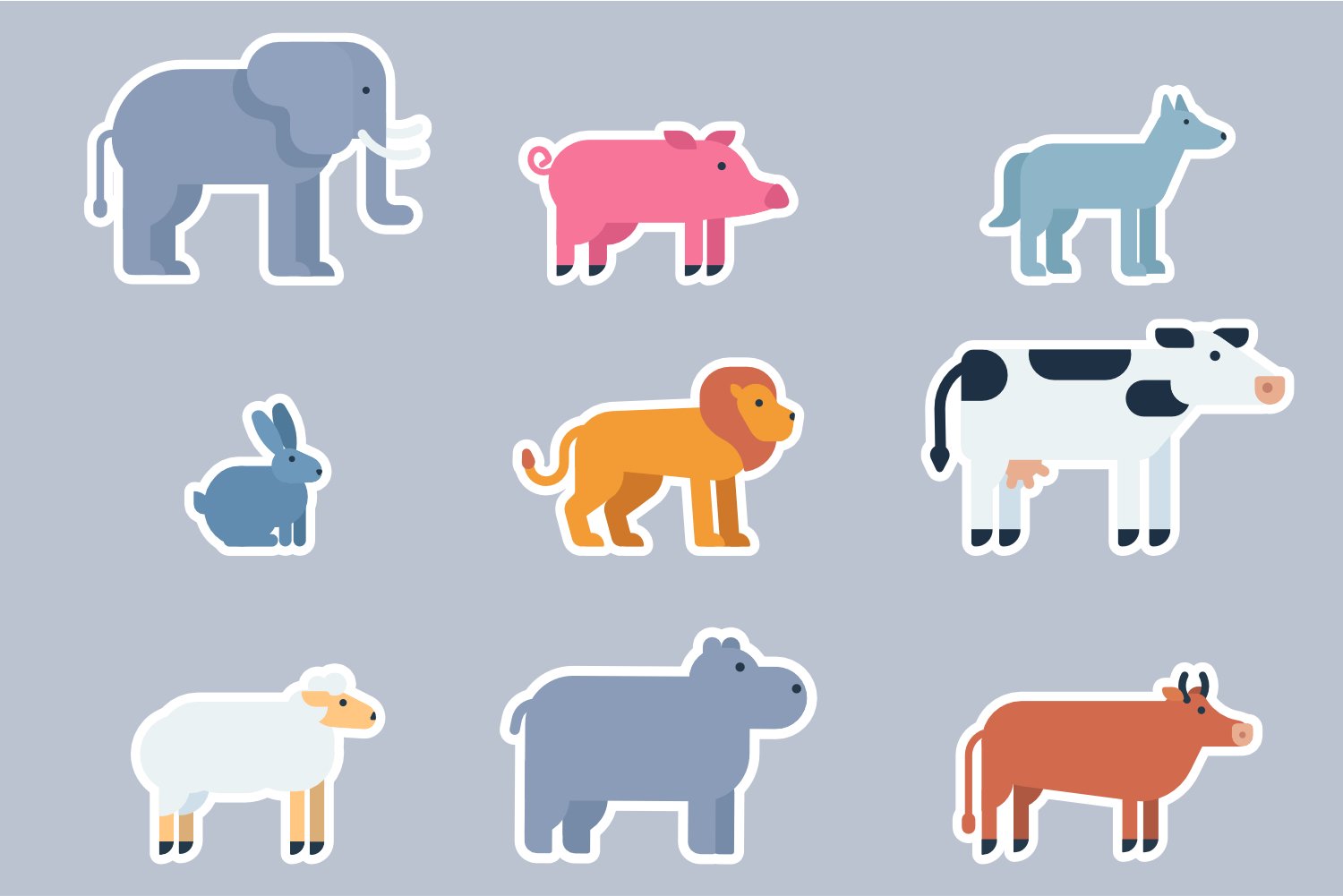 Cute simple animal stickers. Minimalist stickers for kids 2