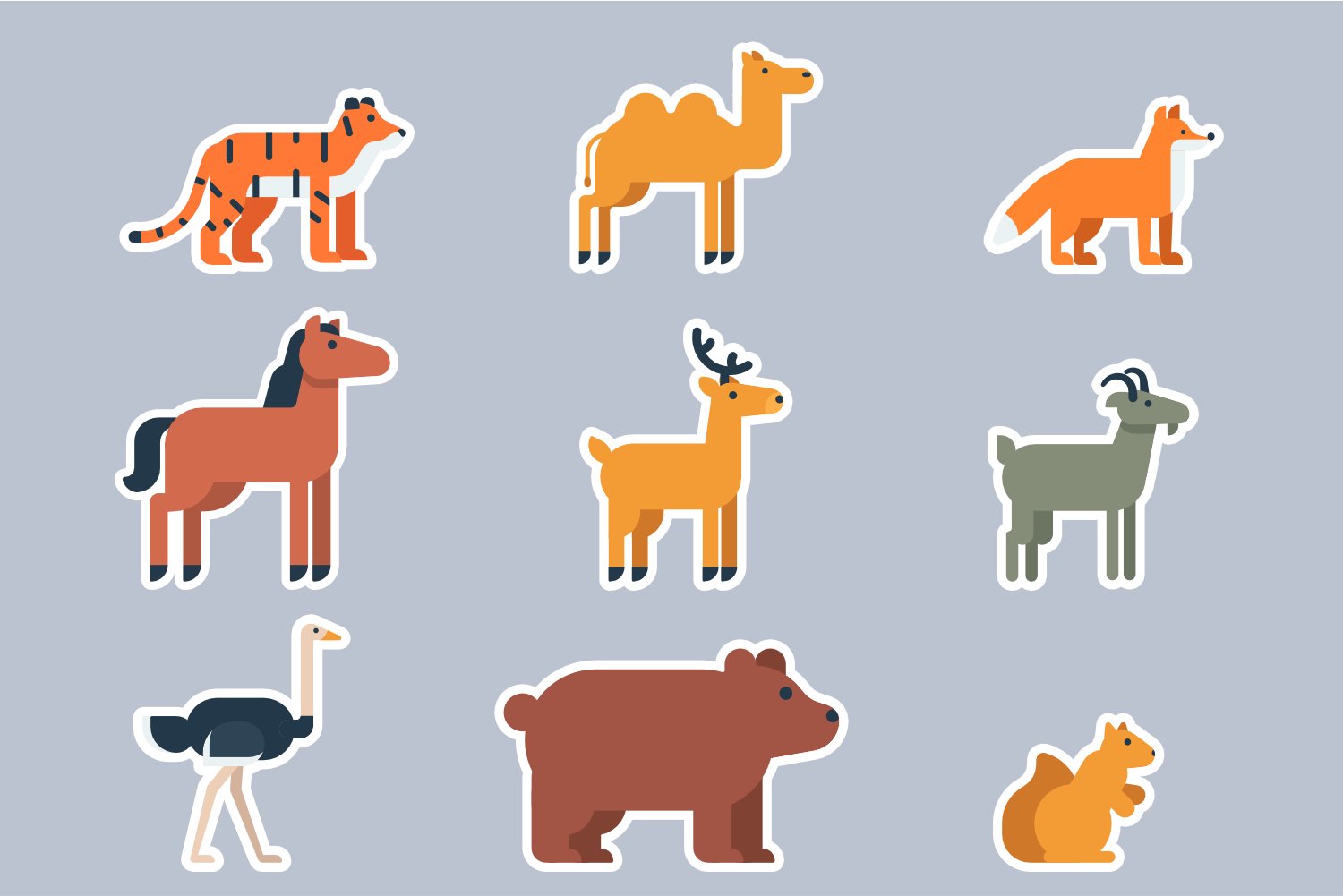 Cute simple animal stickers. Minimalist stickers for kids 3