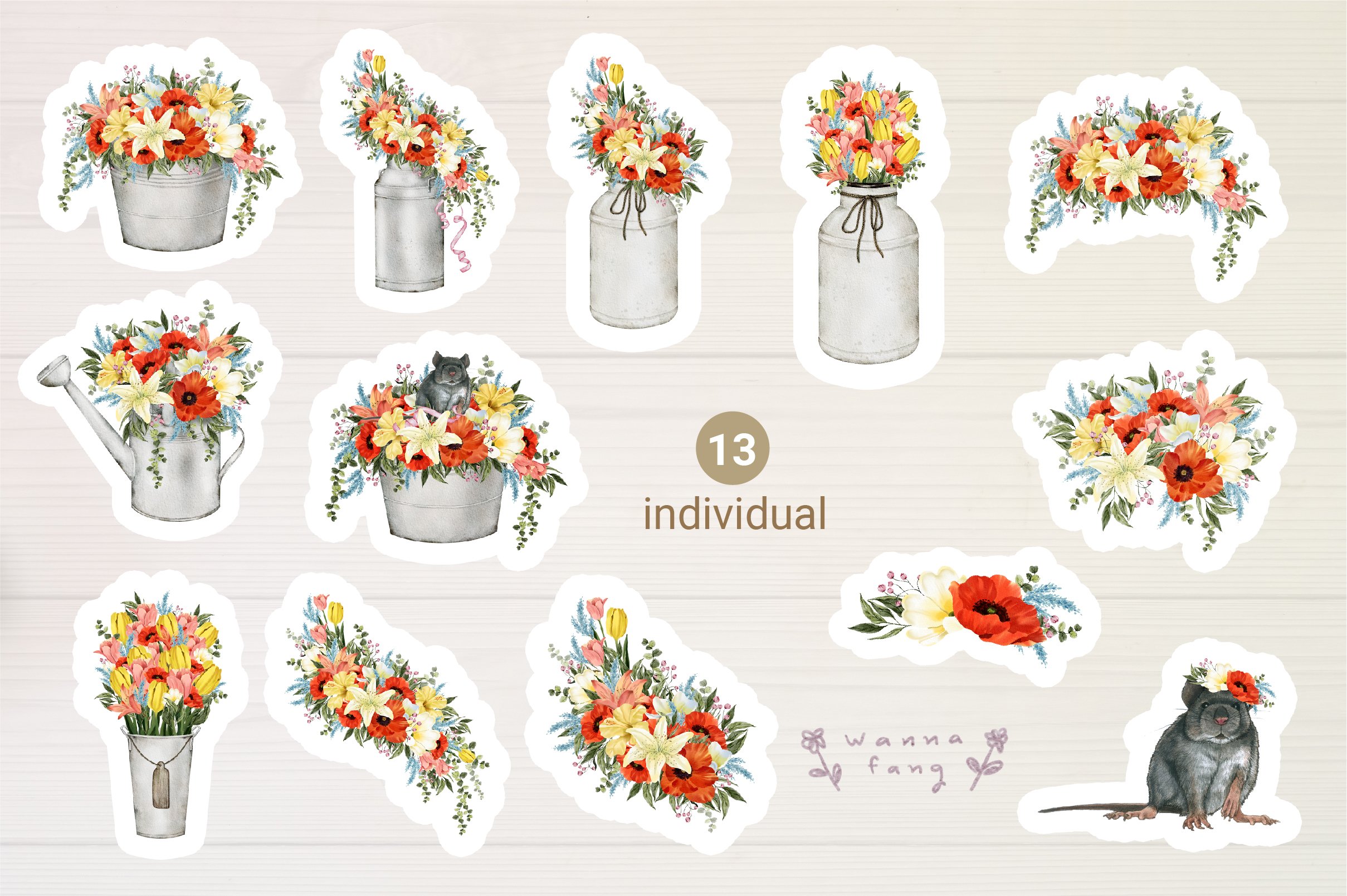 Spring Flower Pot Sticker Pack Printable 2